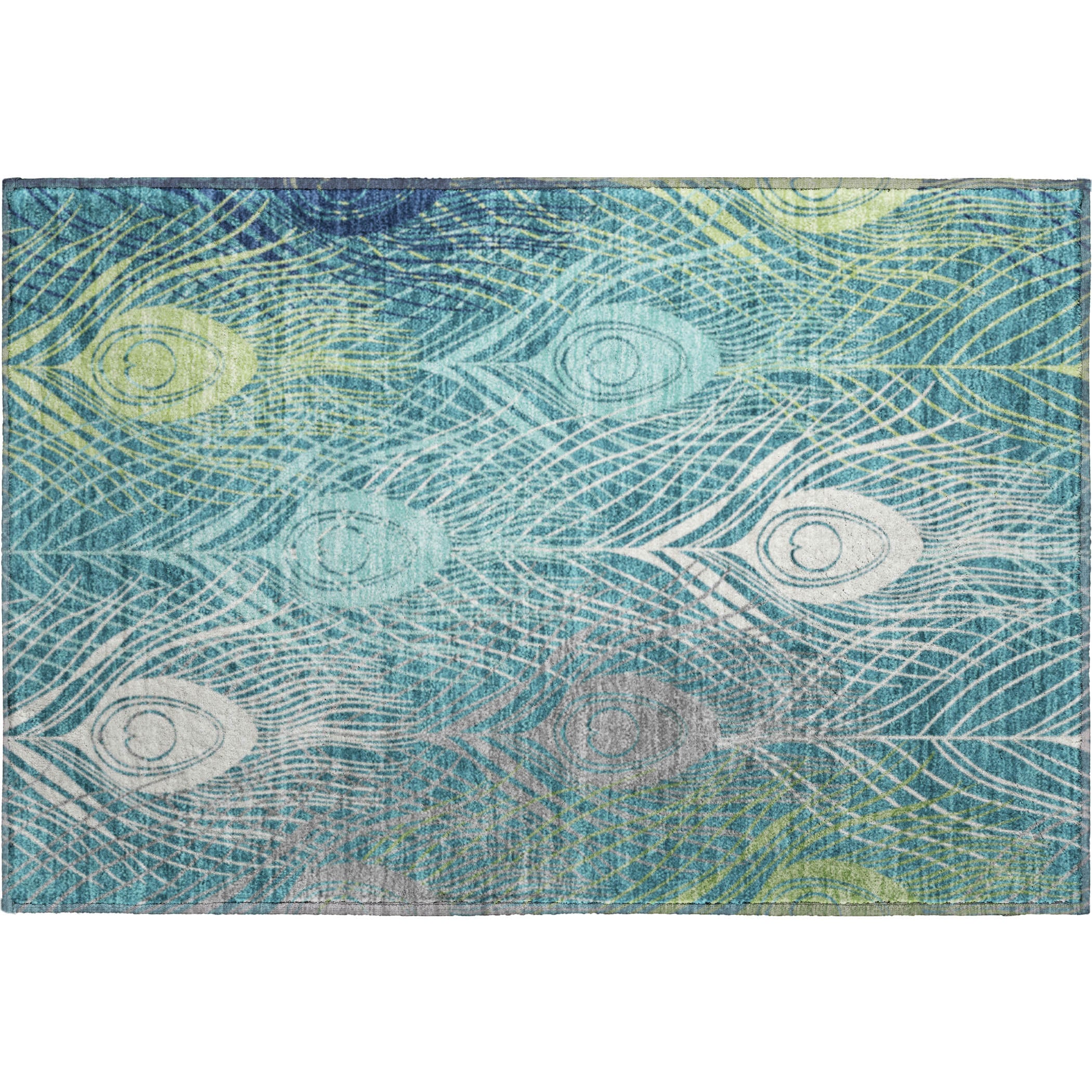 Zanzibar Machine Washable Transitional Teal Rug 1'8" x 2'6" #shape_Rectangle