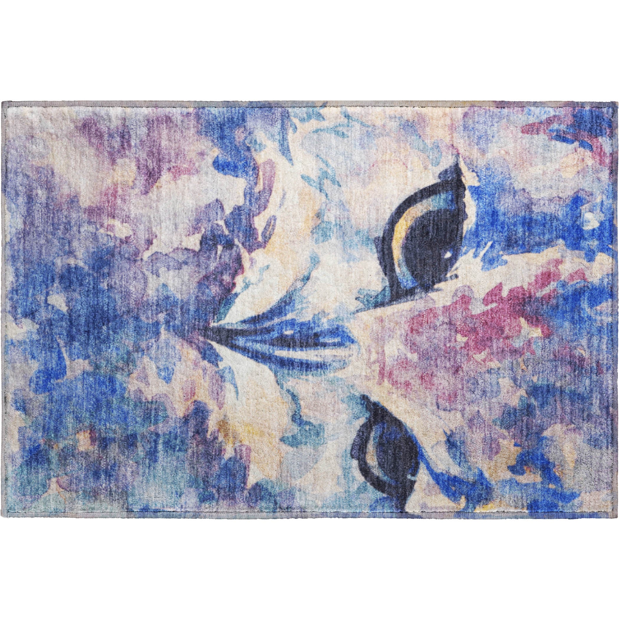 Athens Machine Washable Transitional Blue Rug 1'8" x 2'6" #shape_Rectangle
