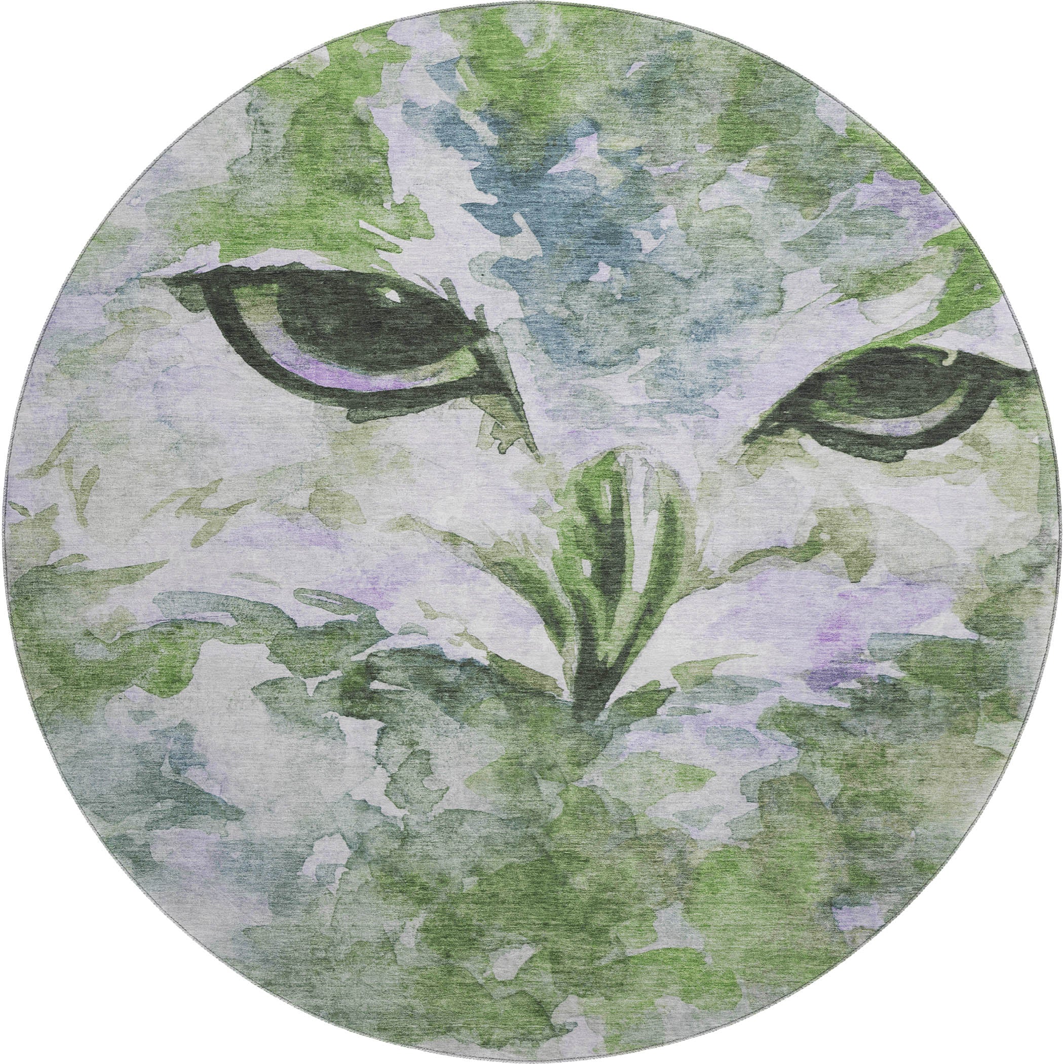 Athens Machine Washable Transitional Green Rug 8' x 8' #shape_Round