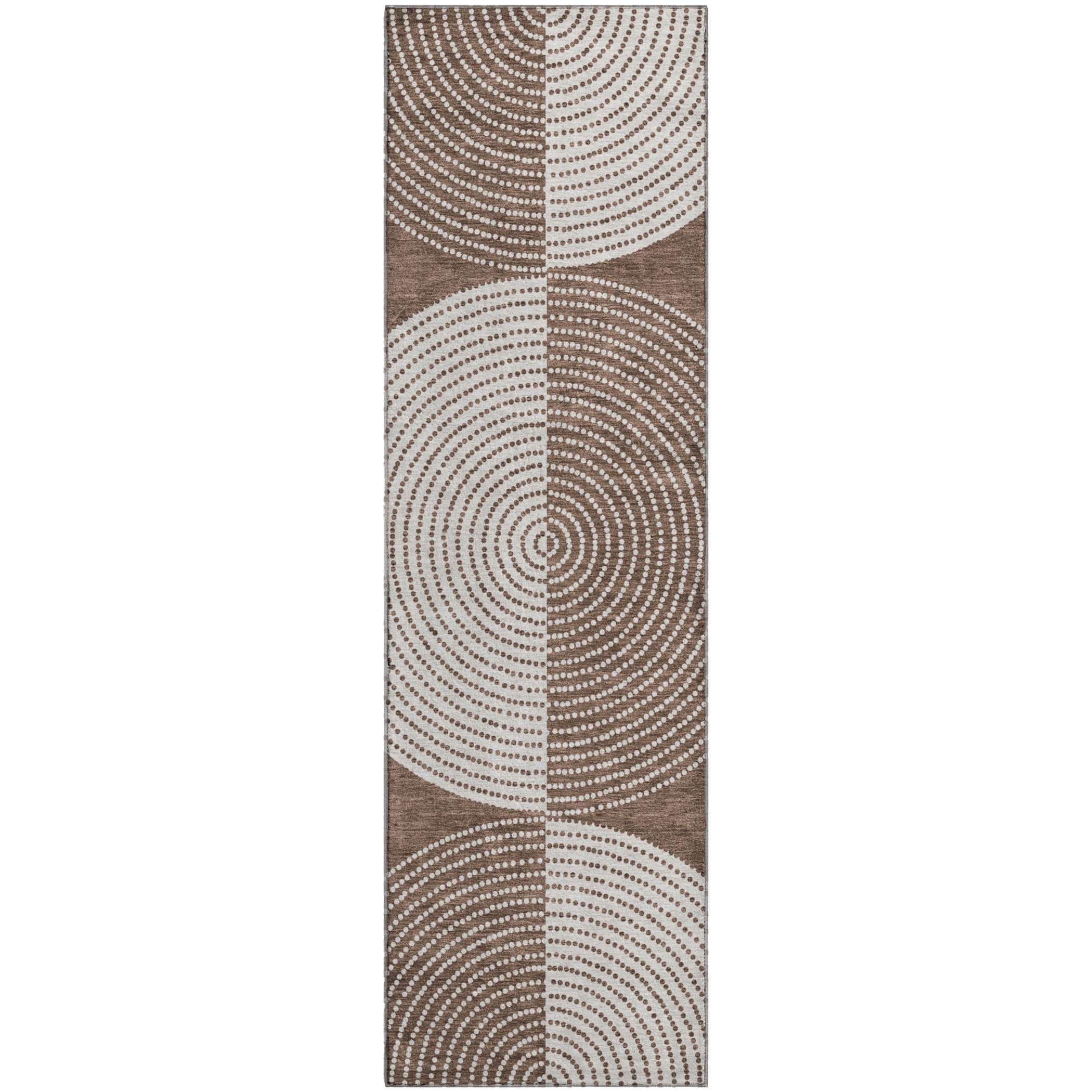 Santorini Machine Washable Transitional Beige Brown Rug 2'3" x 7'6" #shape_Runner