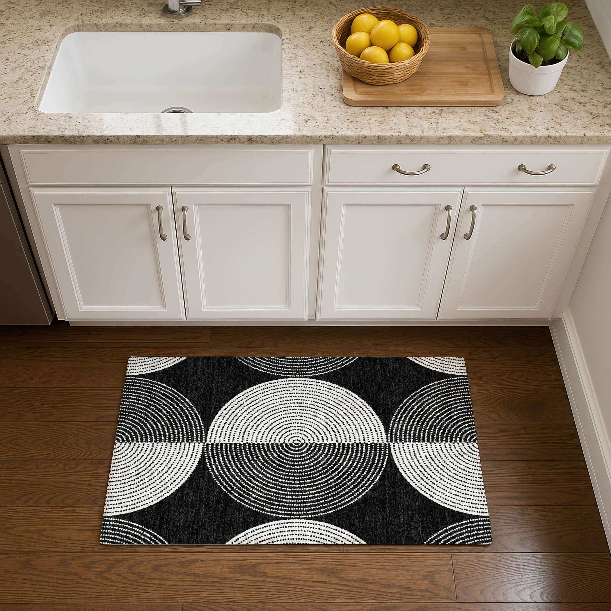 Santorini Machine Washable Transitional Black Rug 1'8" x 2'6" #shape_Rectangle