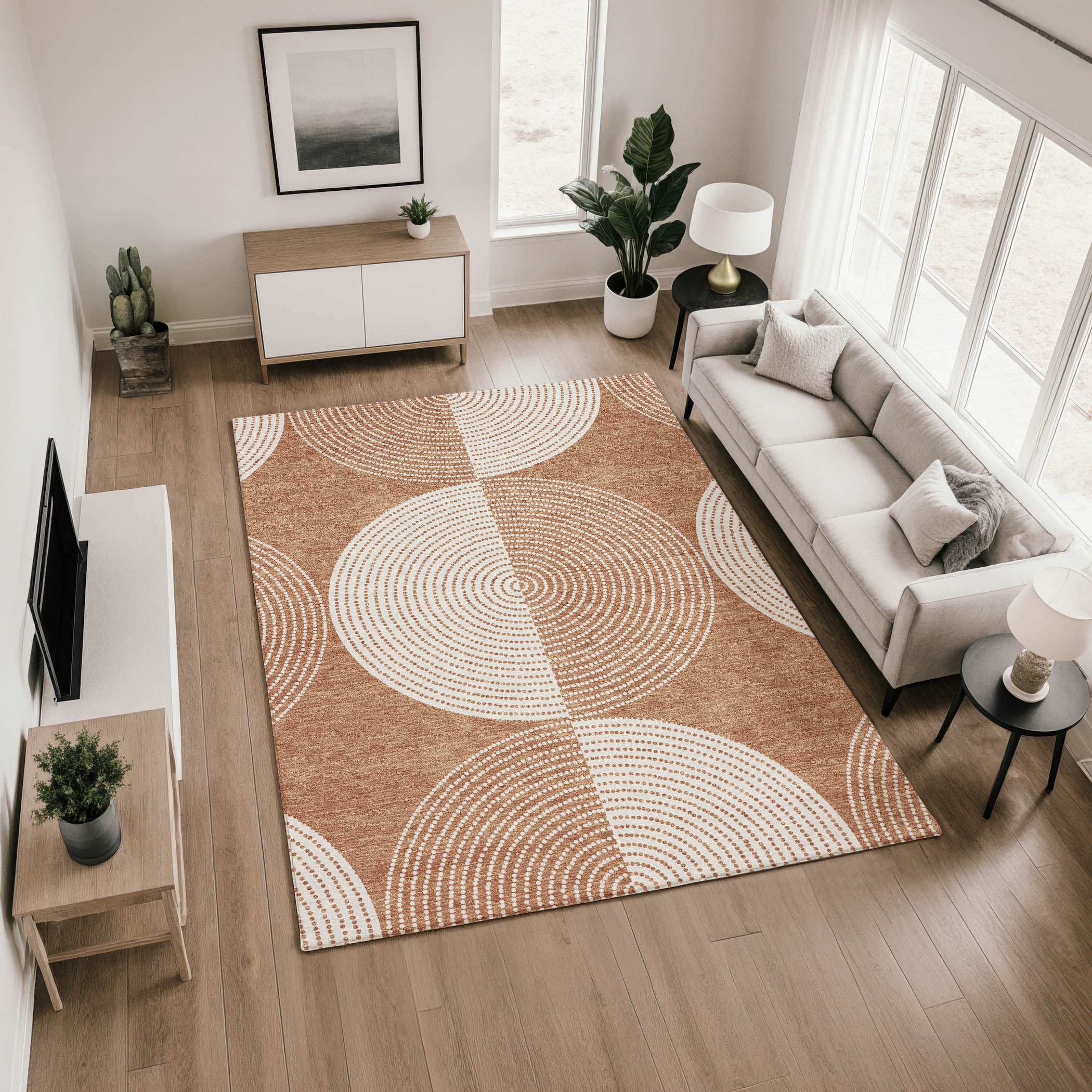 Santorini Machine Washable Transitional Copper Orange Rug 2'6" x 3'10" #shape_Rectangle