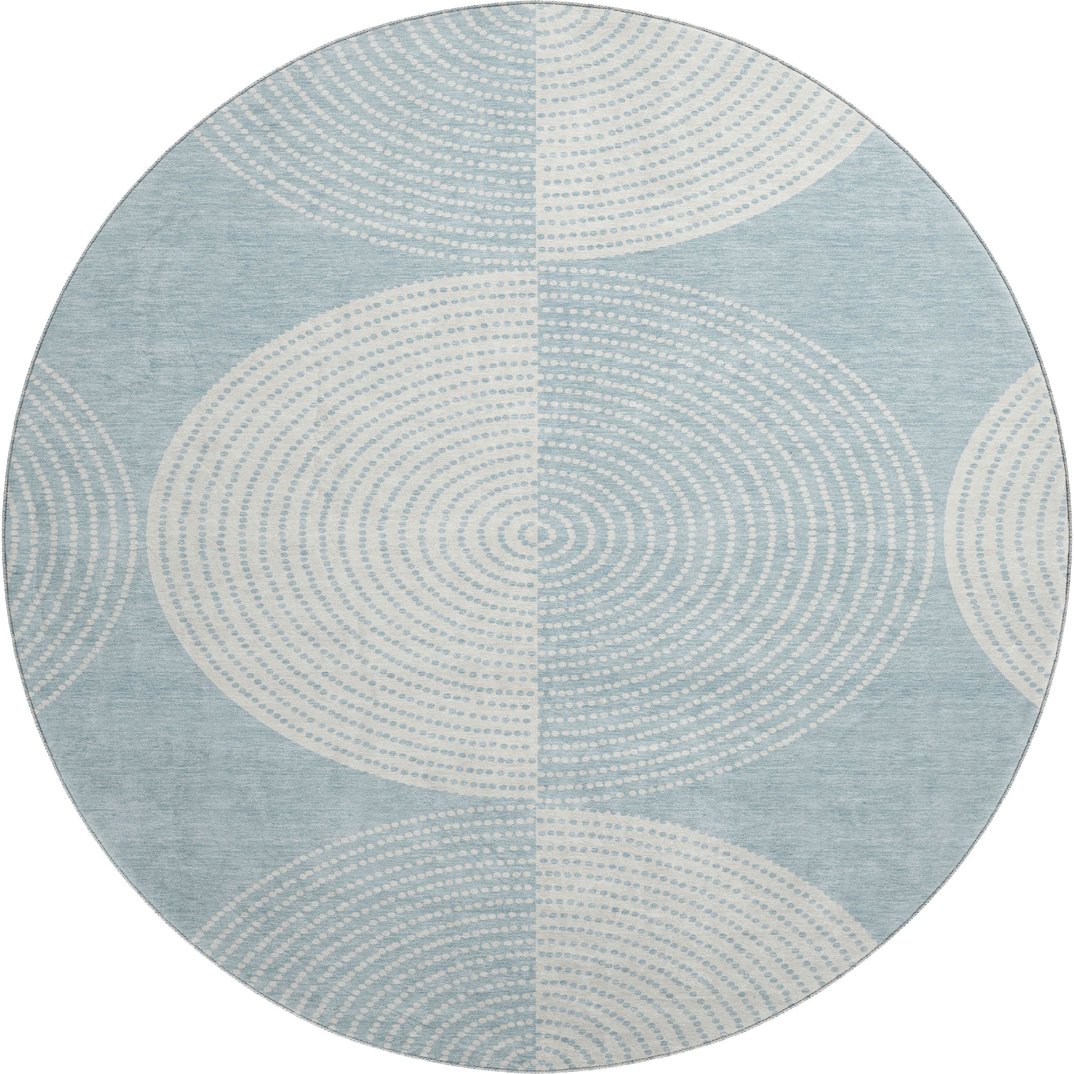 Santorini Machine Washable Transitional Denim Blue Rug 8' x 8' #shape_Round