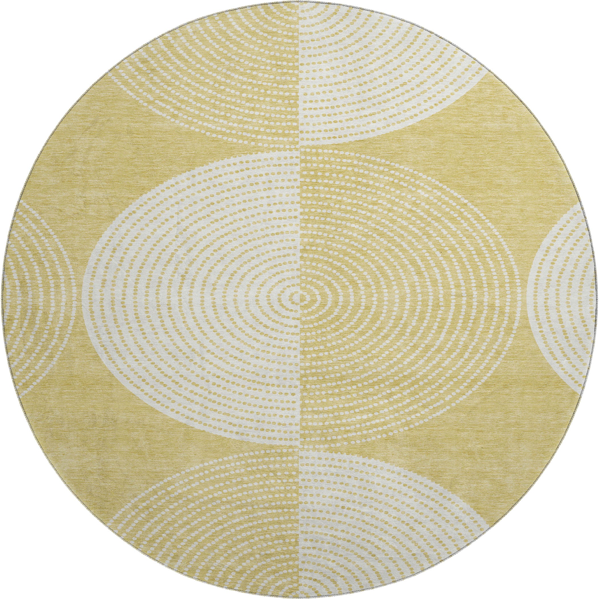 Santorini Machine Washable Transitional Gold Rug 8' x 8' #shape_Round