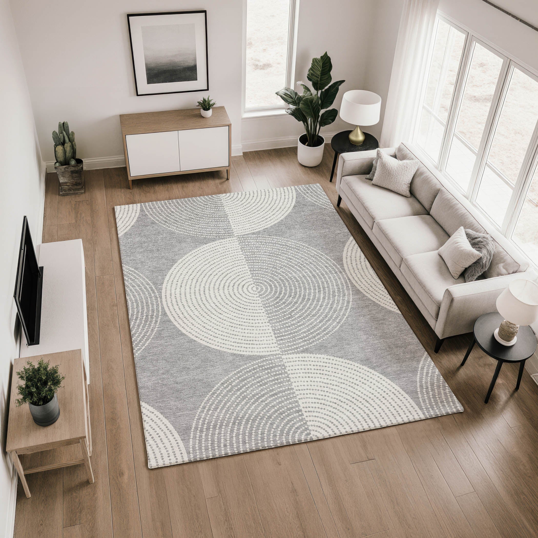 Santorini Machine Washable Transitional Gray Rug 2'6" x 3'10" #shape_Rectangle