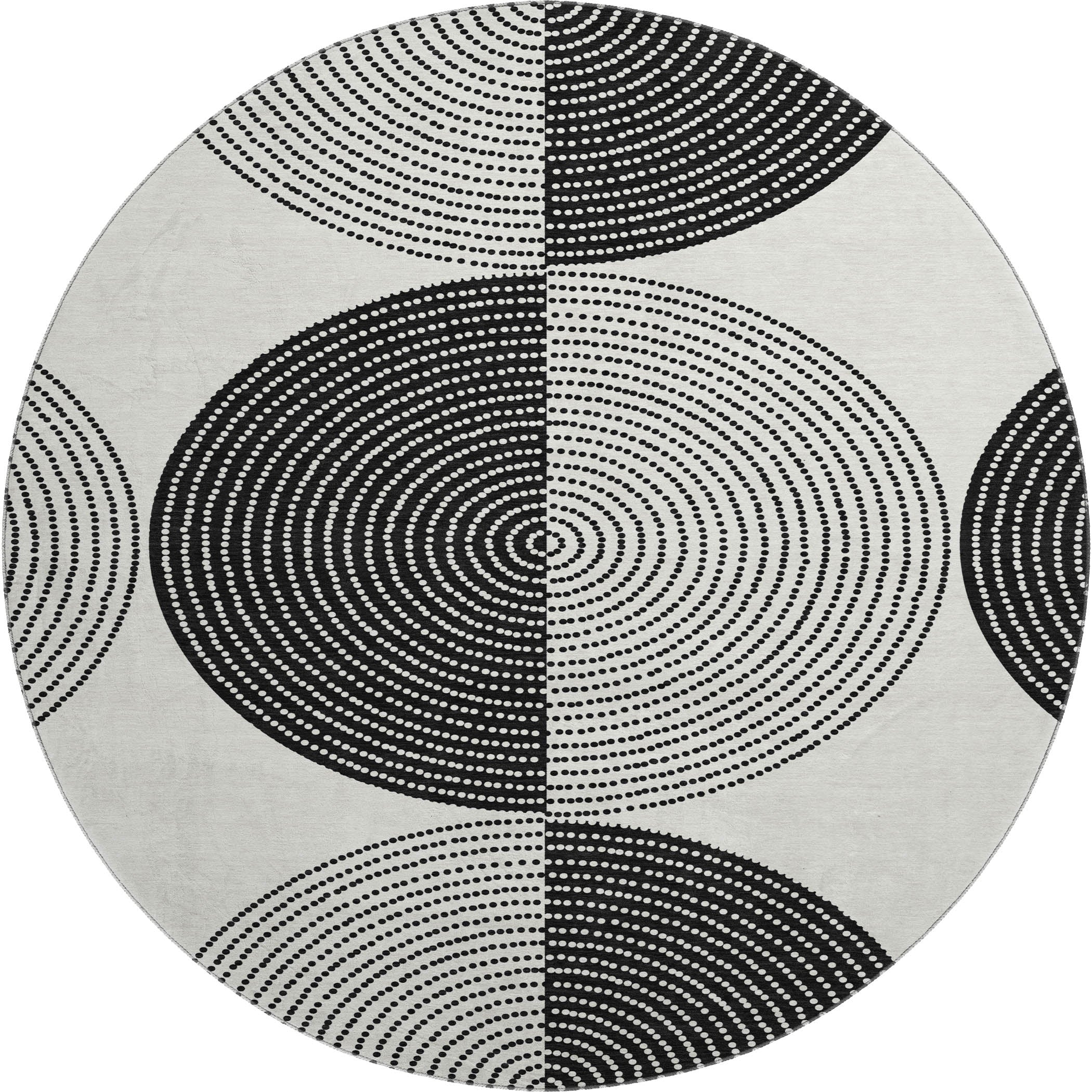 Santorini Machine Washable Transitional Ivory Rug 8' x 8' #shape_Round