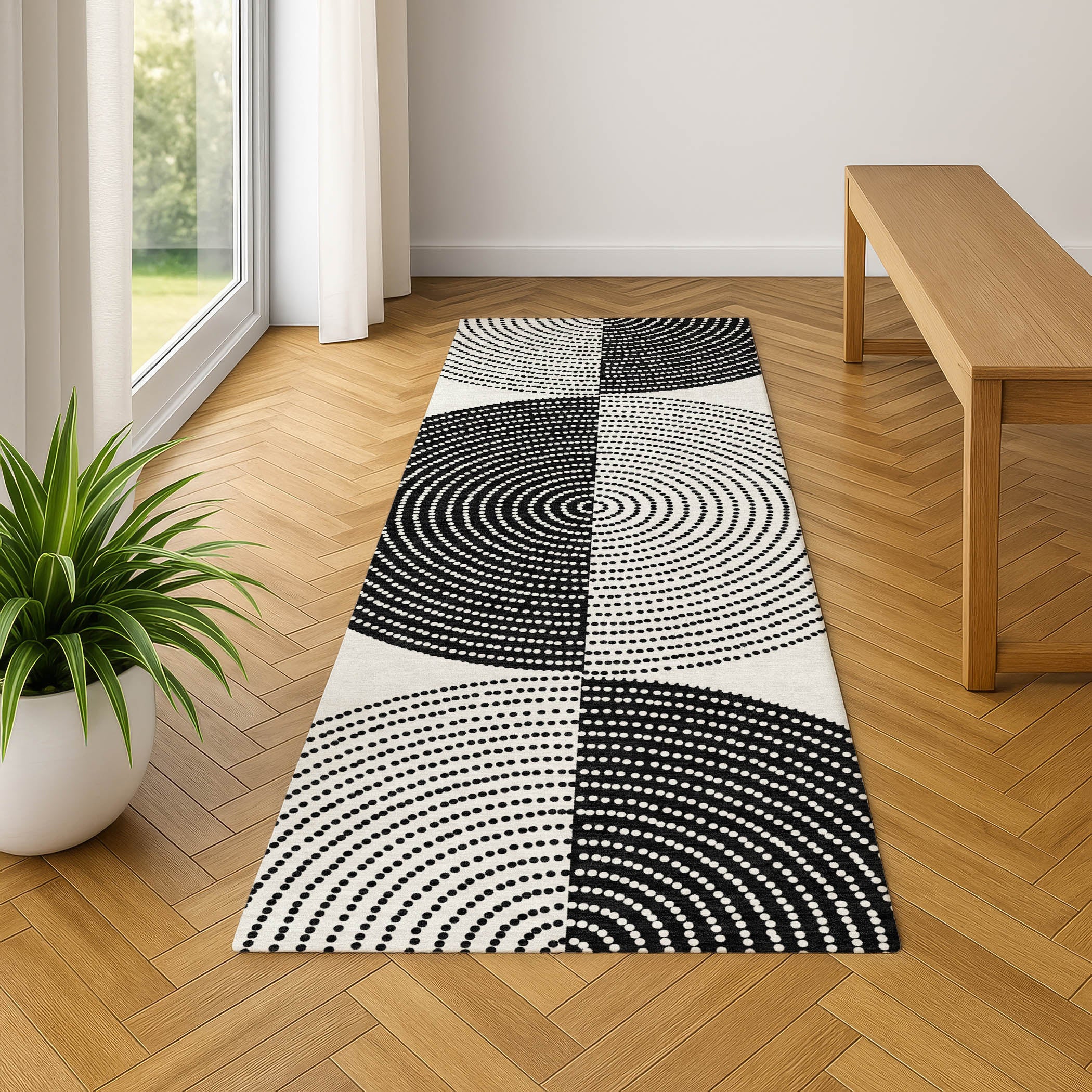 Santorini Machine Washable Transitional Ivory Rug 2'3" x 7'6" #shape_Runner