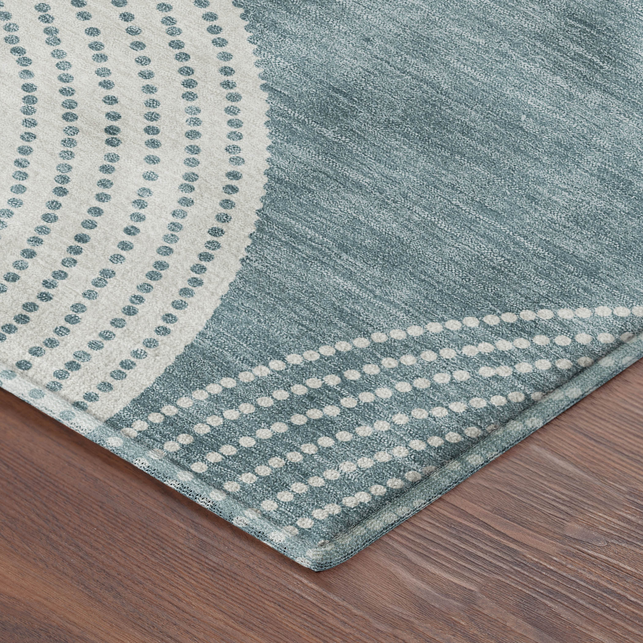 Santorini Machine Washable Transitional Teal Rug 1'8" x 2'6" #shape_Rectangle