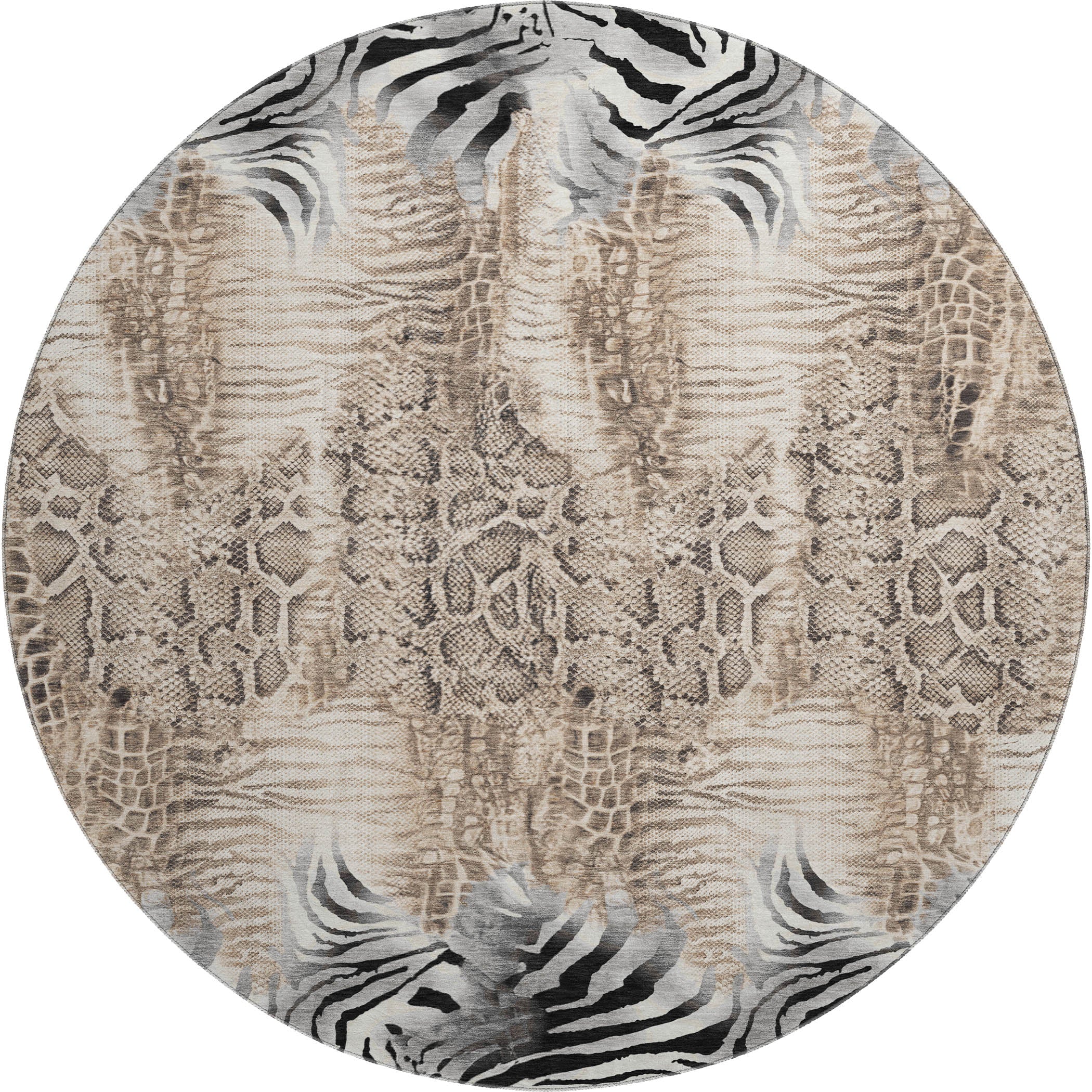 Sarajevo Machine Washable Transitional Ivory Rug 8' x 8' #shape_Round