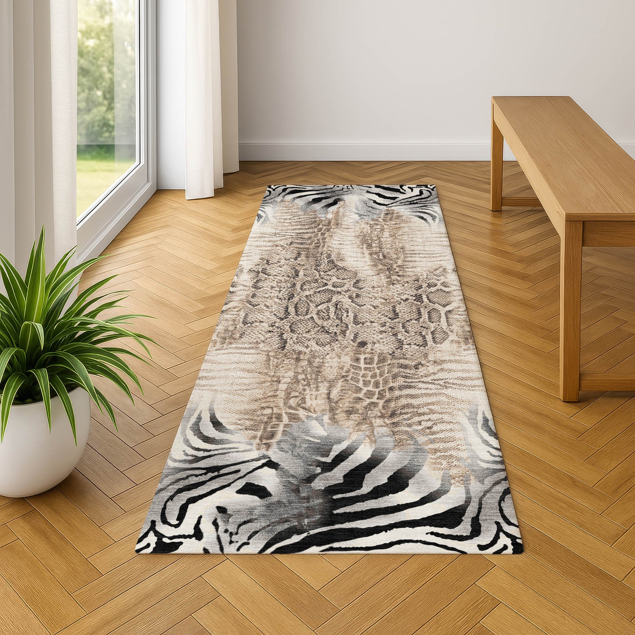 Sarajevo Machine Washable Transitional Ivory Rug 2'3" x 7'6" #shape_Runner