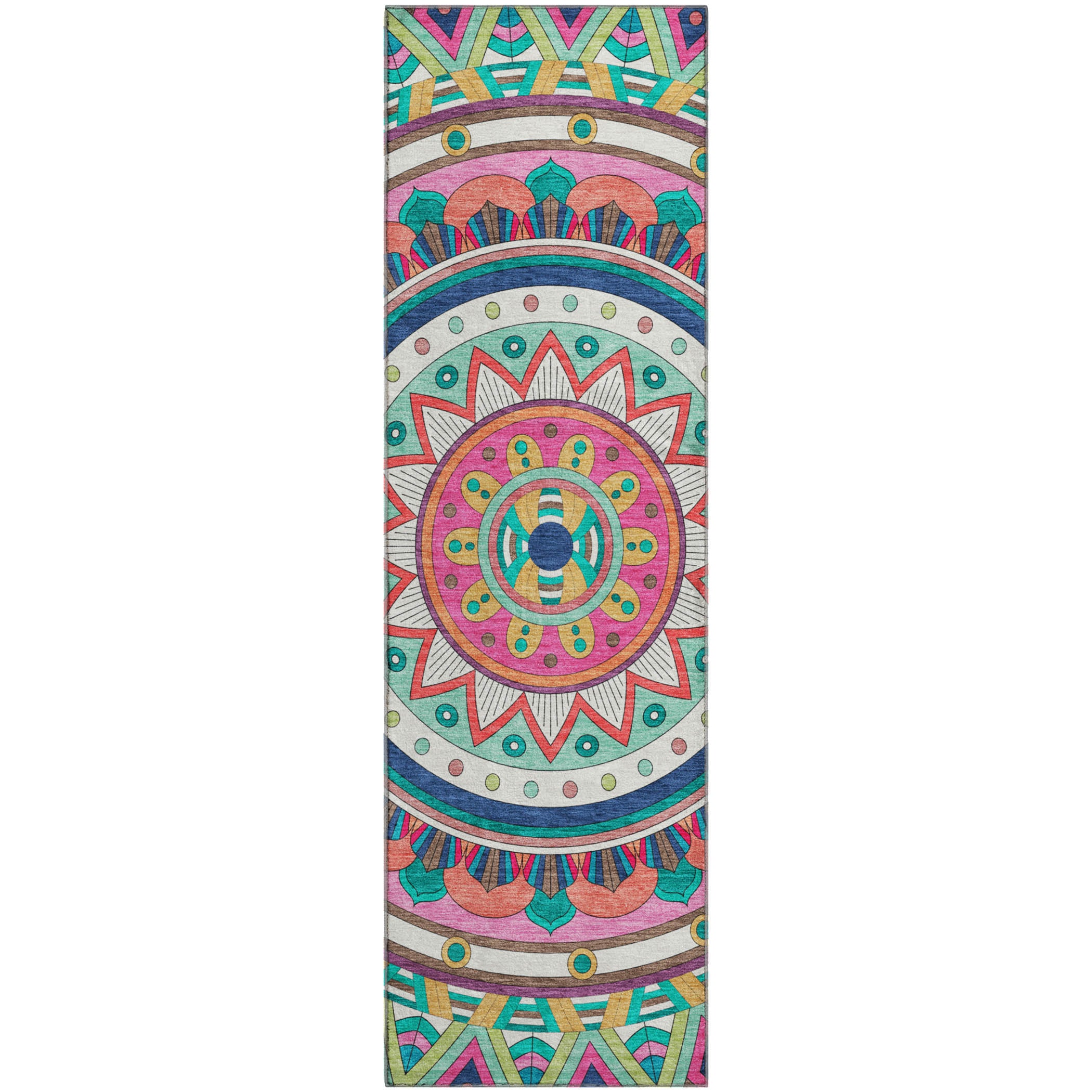 Split Machine Washable Transitional Pink Rug 2'3" x 7'6" #shape_Runner