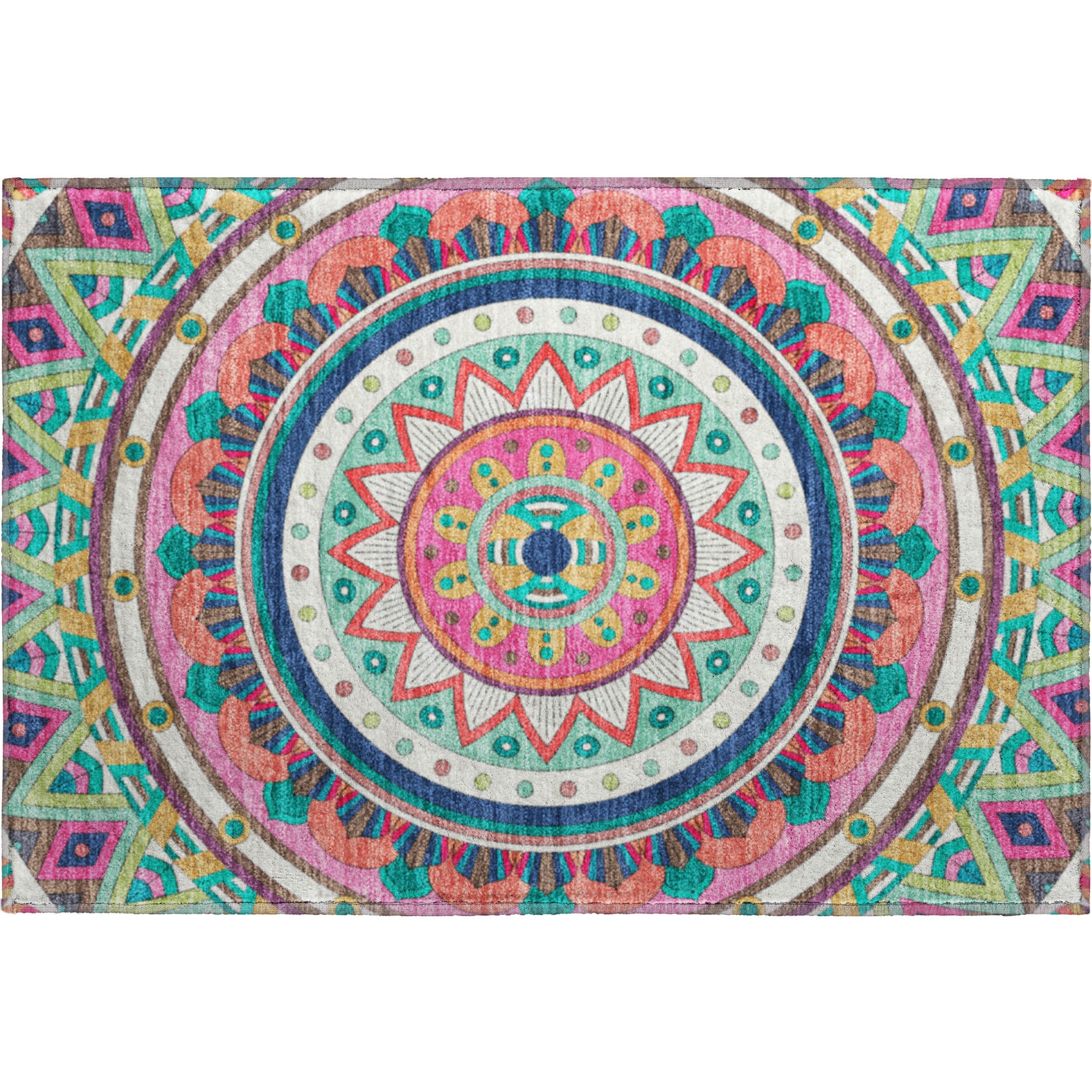 Split Machine Washable Transitional Pink Rug 1'8" x 2'6" #shape_Rectangle