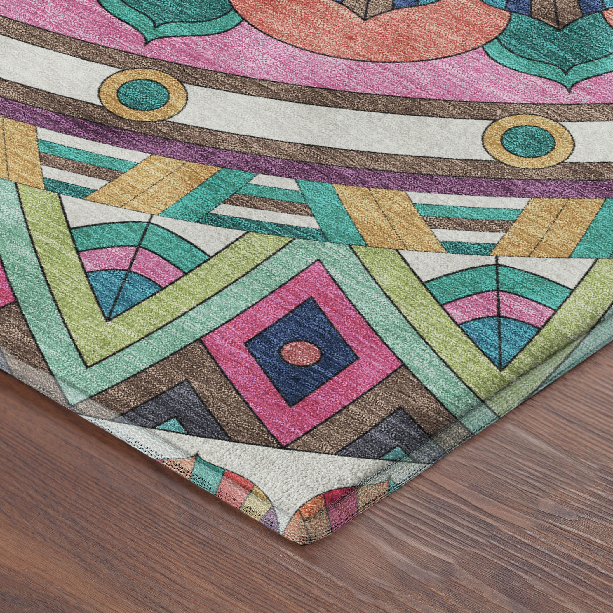 Split Machine Washable Transitional Pink Rug 1'8" x 2'6" #shape_Rectangle