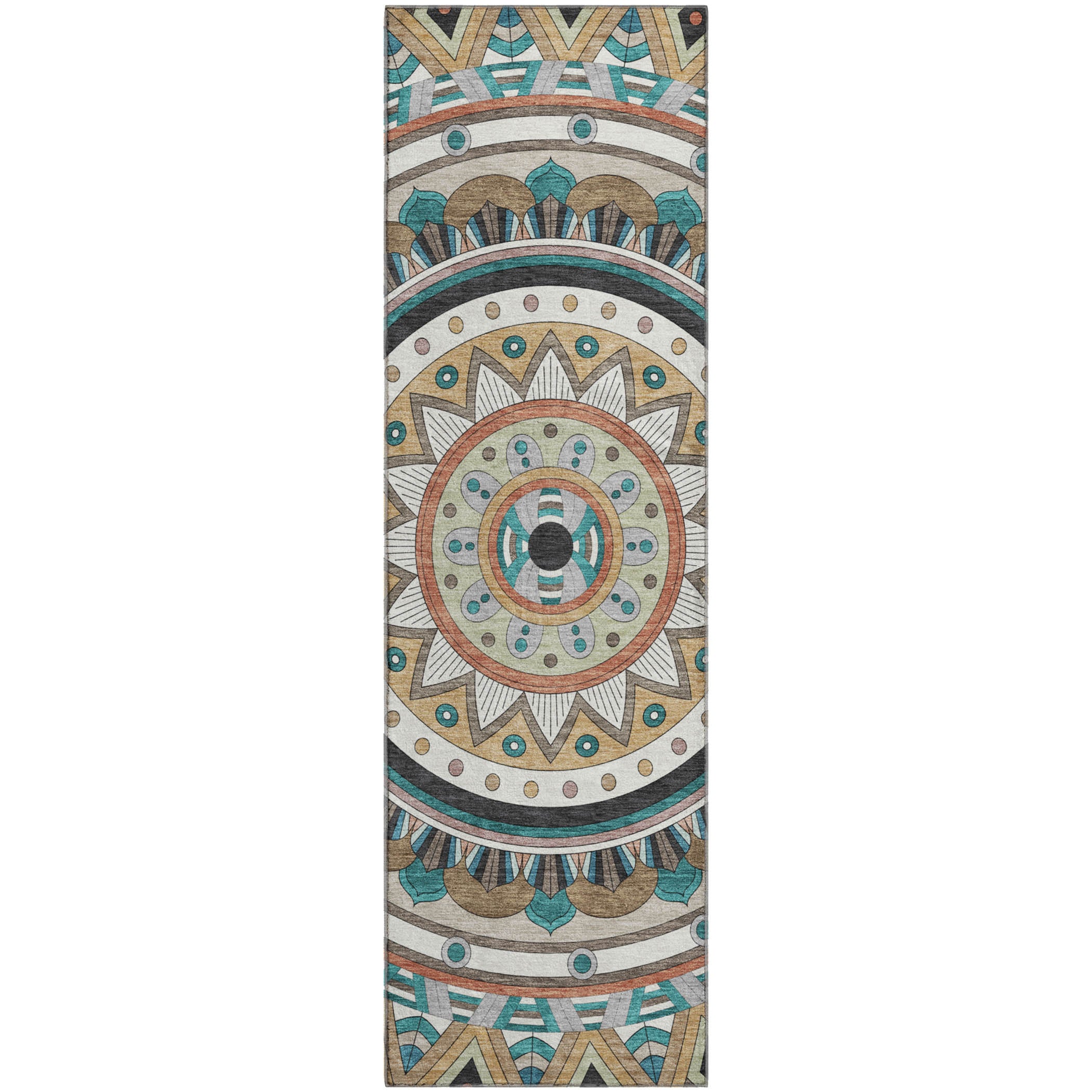 Split Machine Washable Transitional Taupe Brown Rug 2'3" x 7'6" #shape_Runner