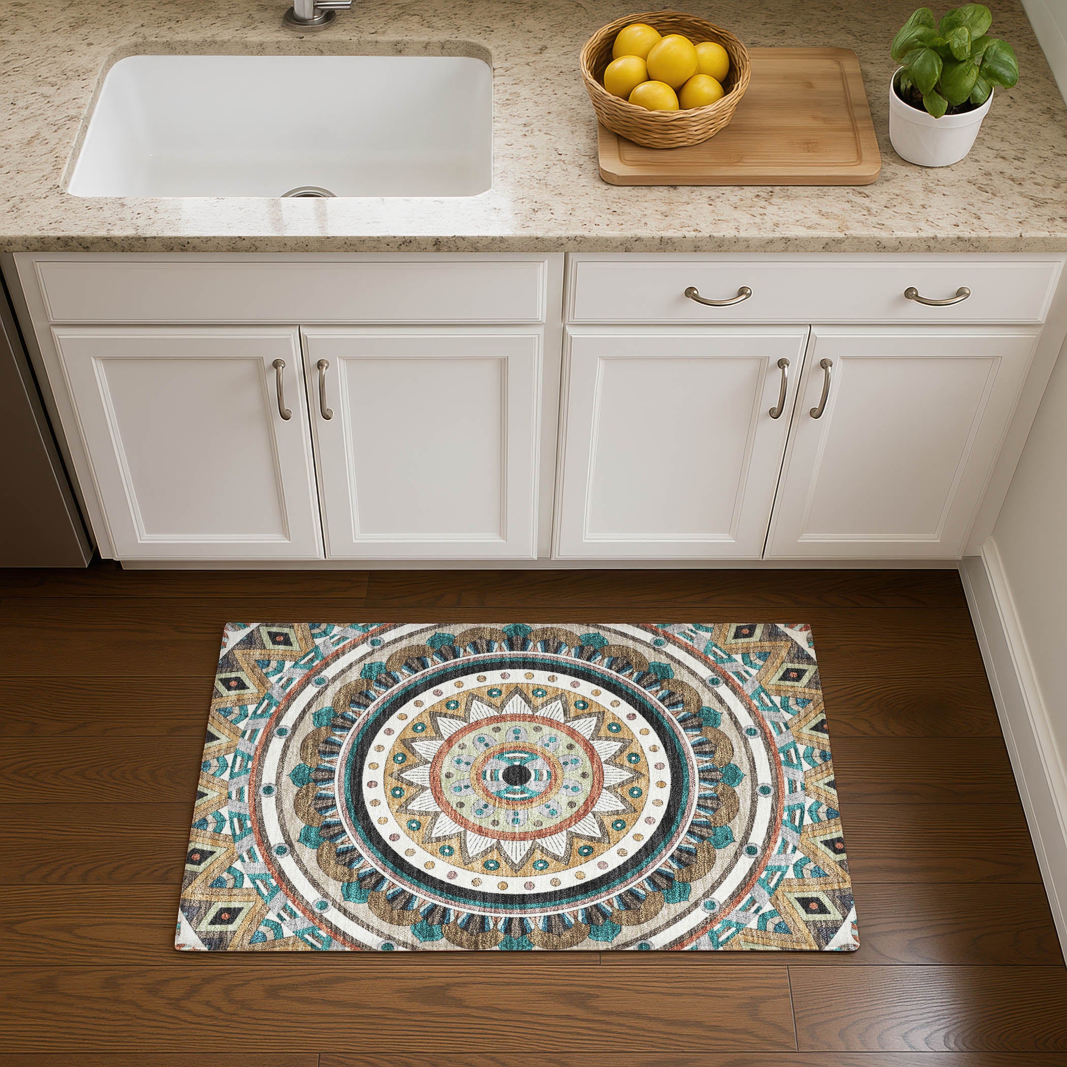 Split Machine Washable Transitional Taupe Brown Rug 1'8" x 2'6" #shape_Rectangle