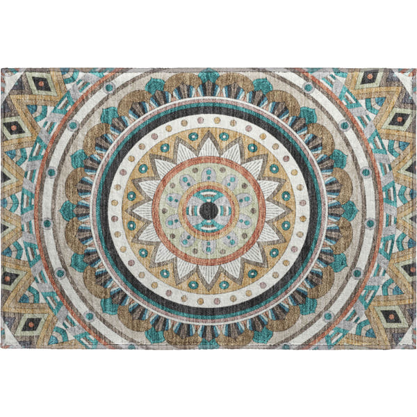 Split Machine Washable Transitional Taupe Brown Rug 1'8" x 2'6"
