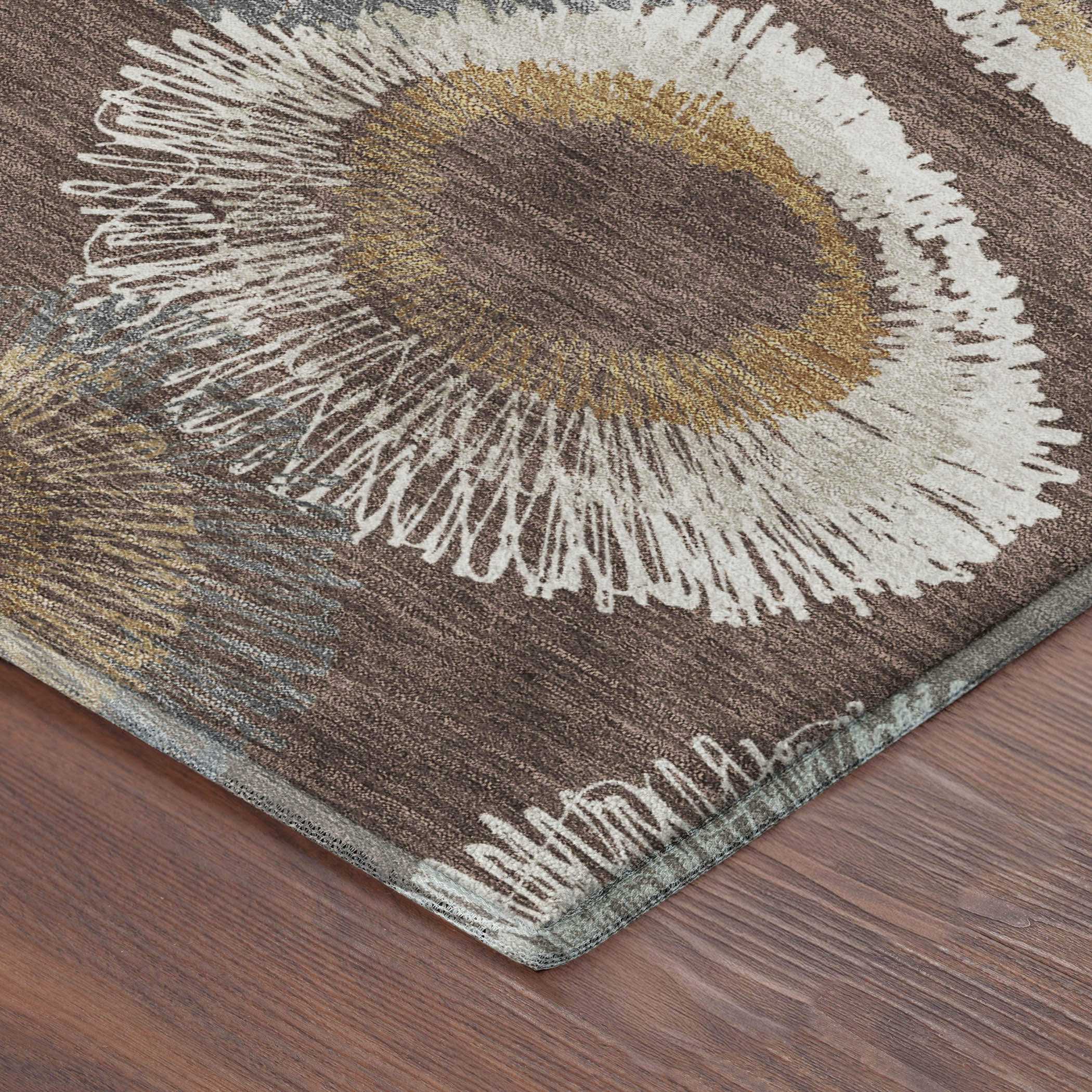 Kyoto Machine Washable Transitional Brown Rug 1'8" x 2'6" #shape_Rectangle