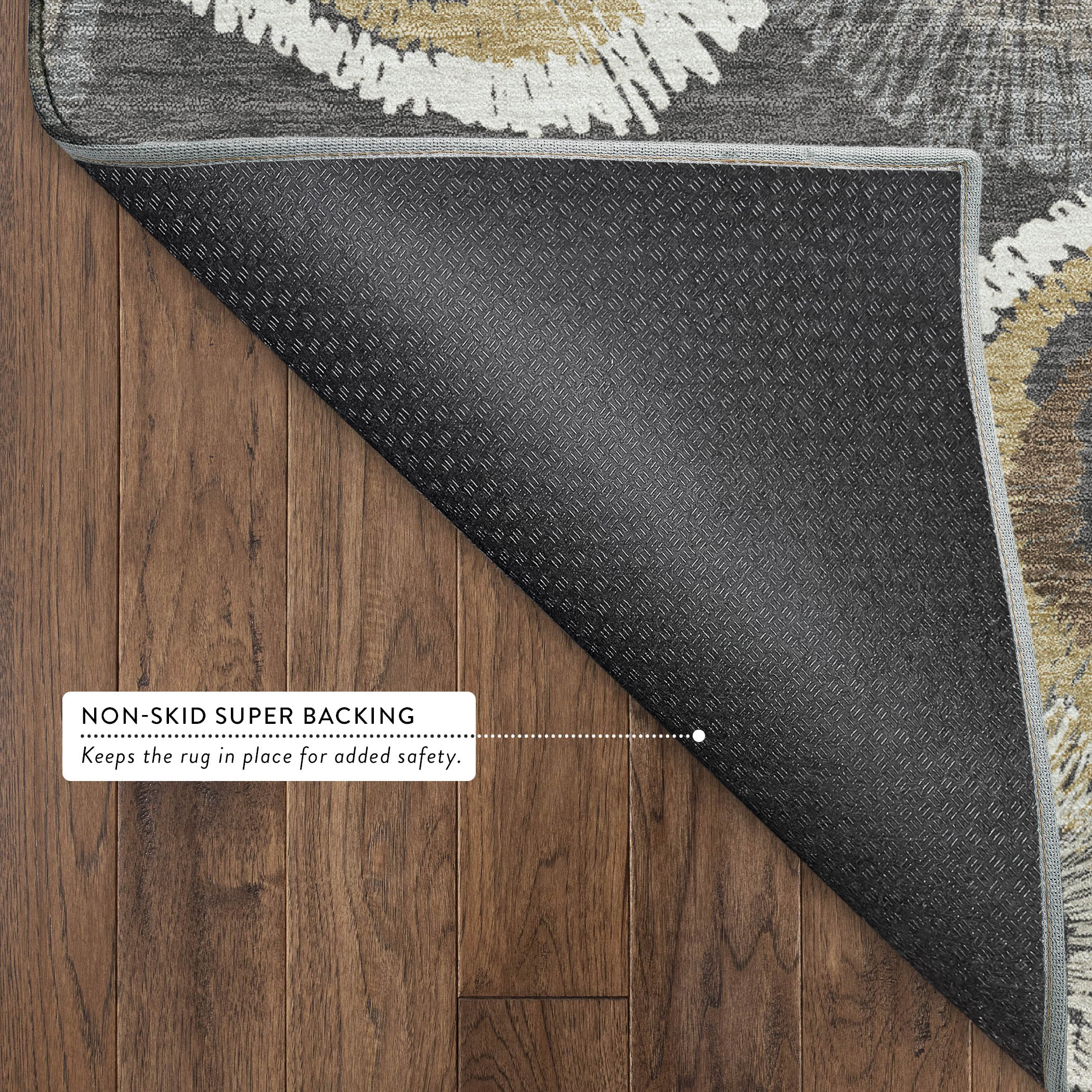 Kyoto Machine Washable Transitional Charcoal Gray Rug 1'8" x 2'6" #shape_Rectangle