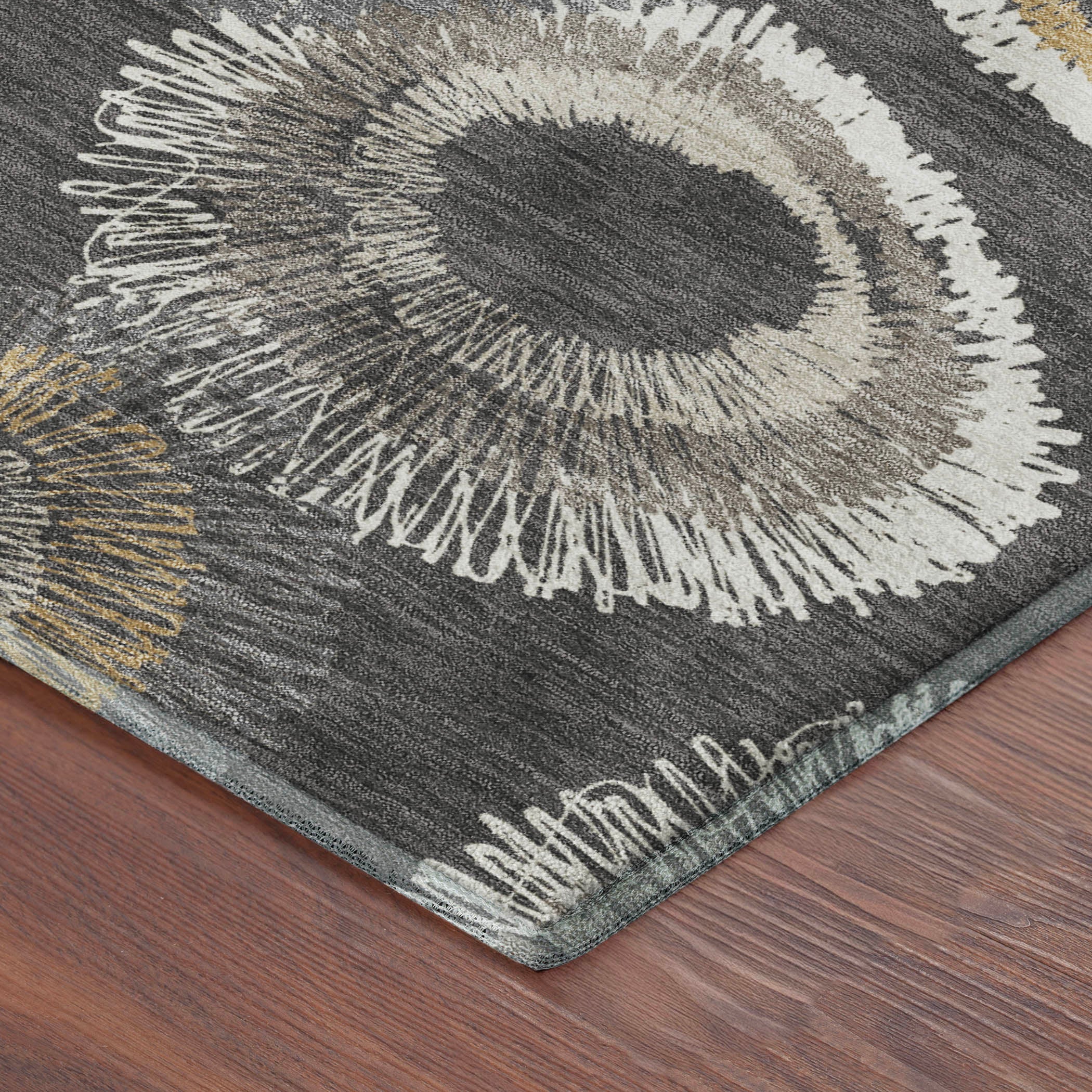 Kyoto Machine Washable Transitional Charcoal Gray Rug 1'8" x 2'6" #shape_Rectangle
