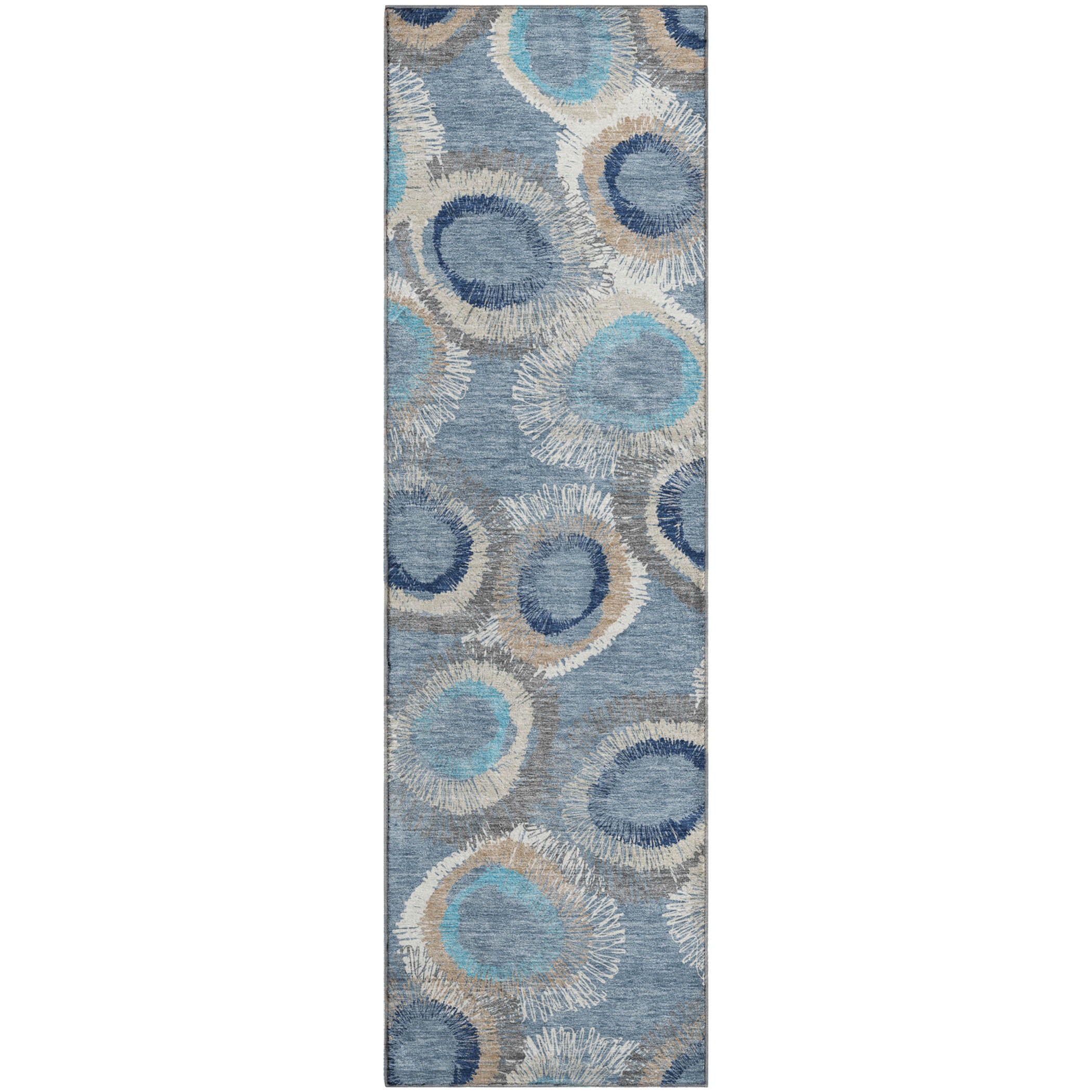 Kyoto Machine Washable Transitional Denim Blue Rug 2'3" x 7'6" #shape_Runner