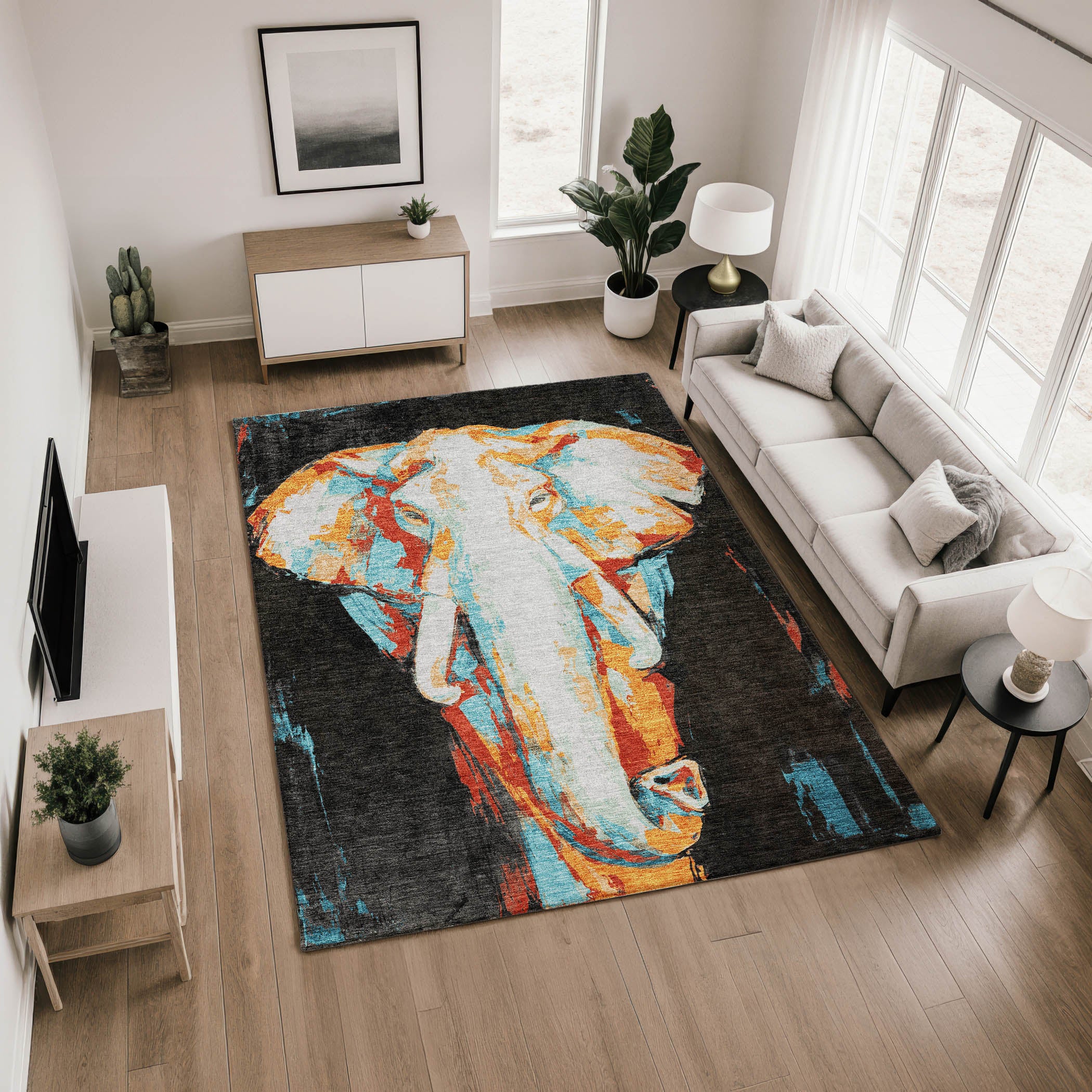 Queenstown Machine Washable Transitional Black Rug 2'6" x 3'10" #shape_Rectangle