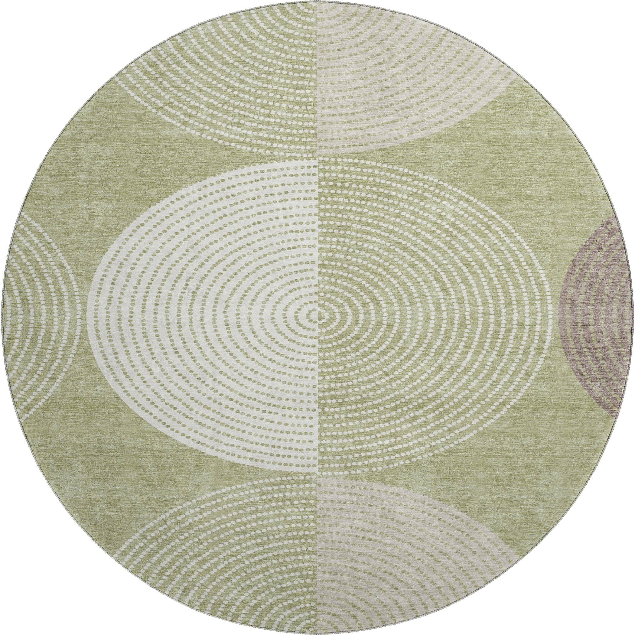 Valletta Machine Washable Transitional Aloe Green Rug 8' x 8' #shape_Round