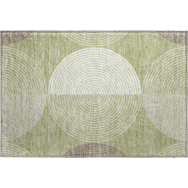 Valletta Machine Washable Transitional Aloe Green Rug 1'8" x 2'6"