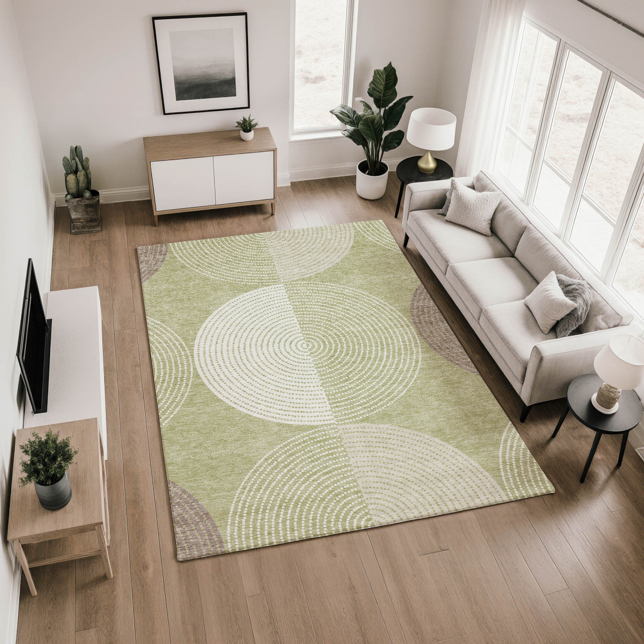 Valletta Machine Washable Transitional Aloe Green Rug 2'6" x 3'10" #shape_Rectangle