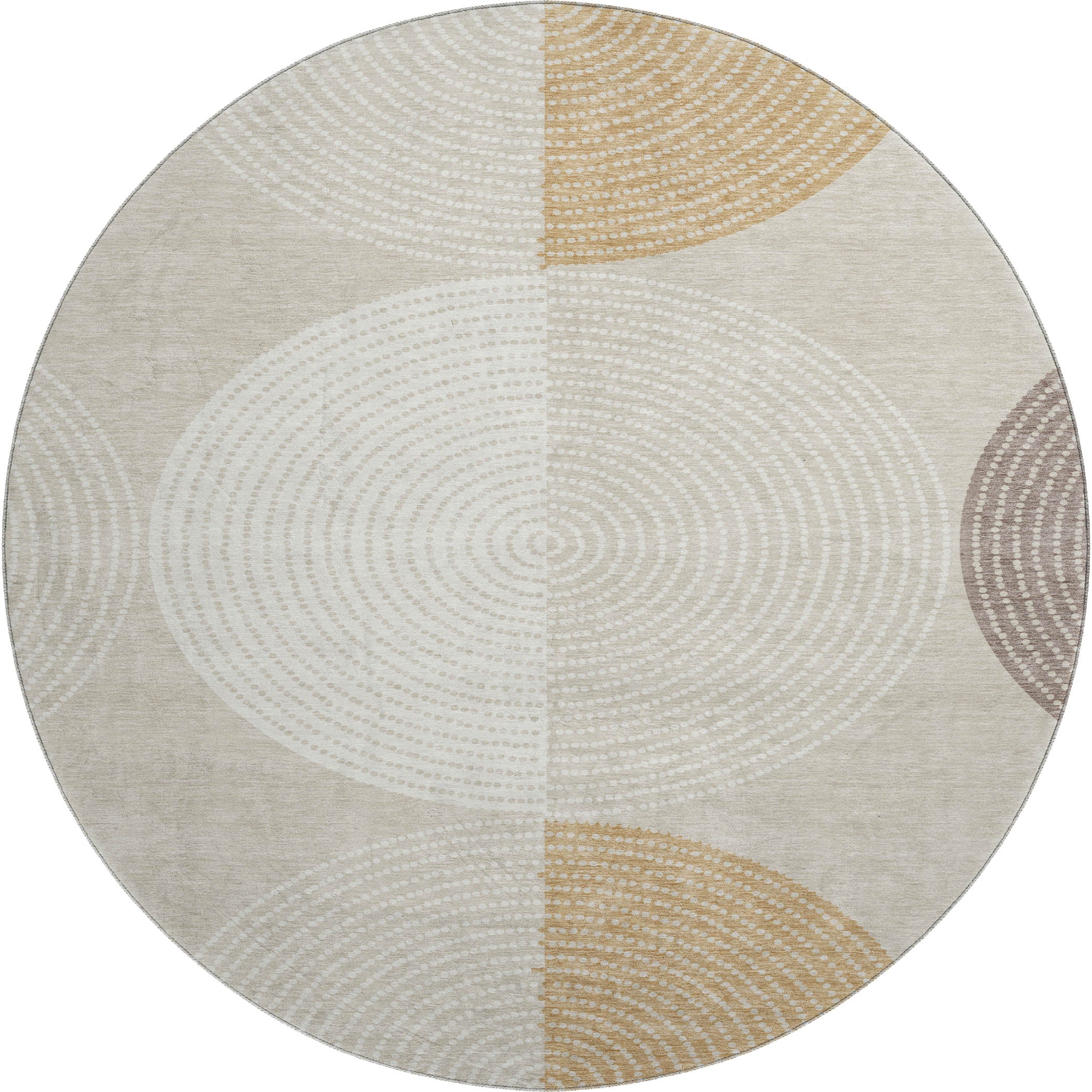 Valletta Machine Washable Transitional Beige Brown Rug 8' x 8' #shape_Round
