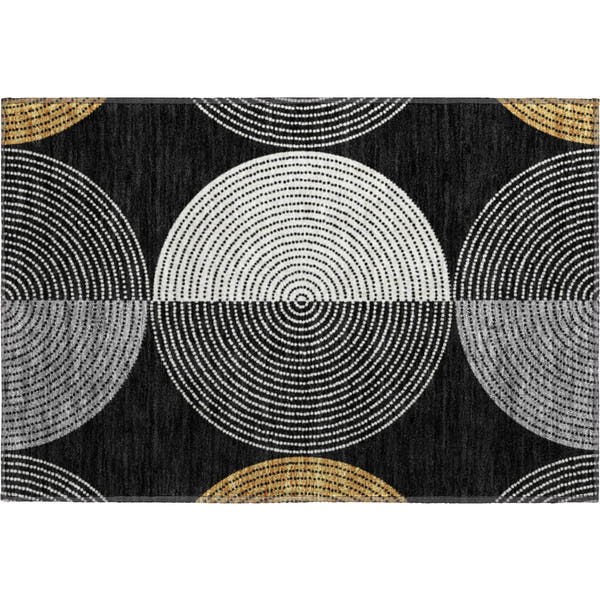 Valletta Machine Washable Transitional Black Rug 1'8" x 2'6"
