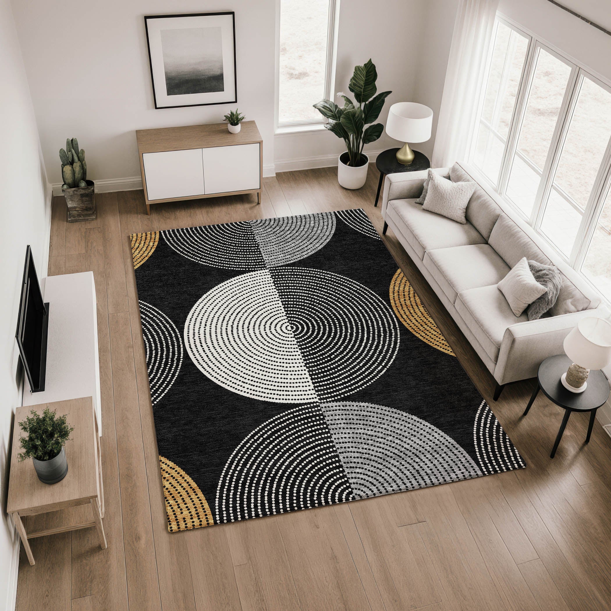 Valletta Machine Washable Transitional Black Rug 2'6" x 3'10" #shape_Rectangle