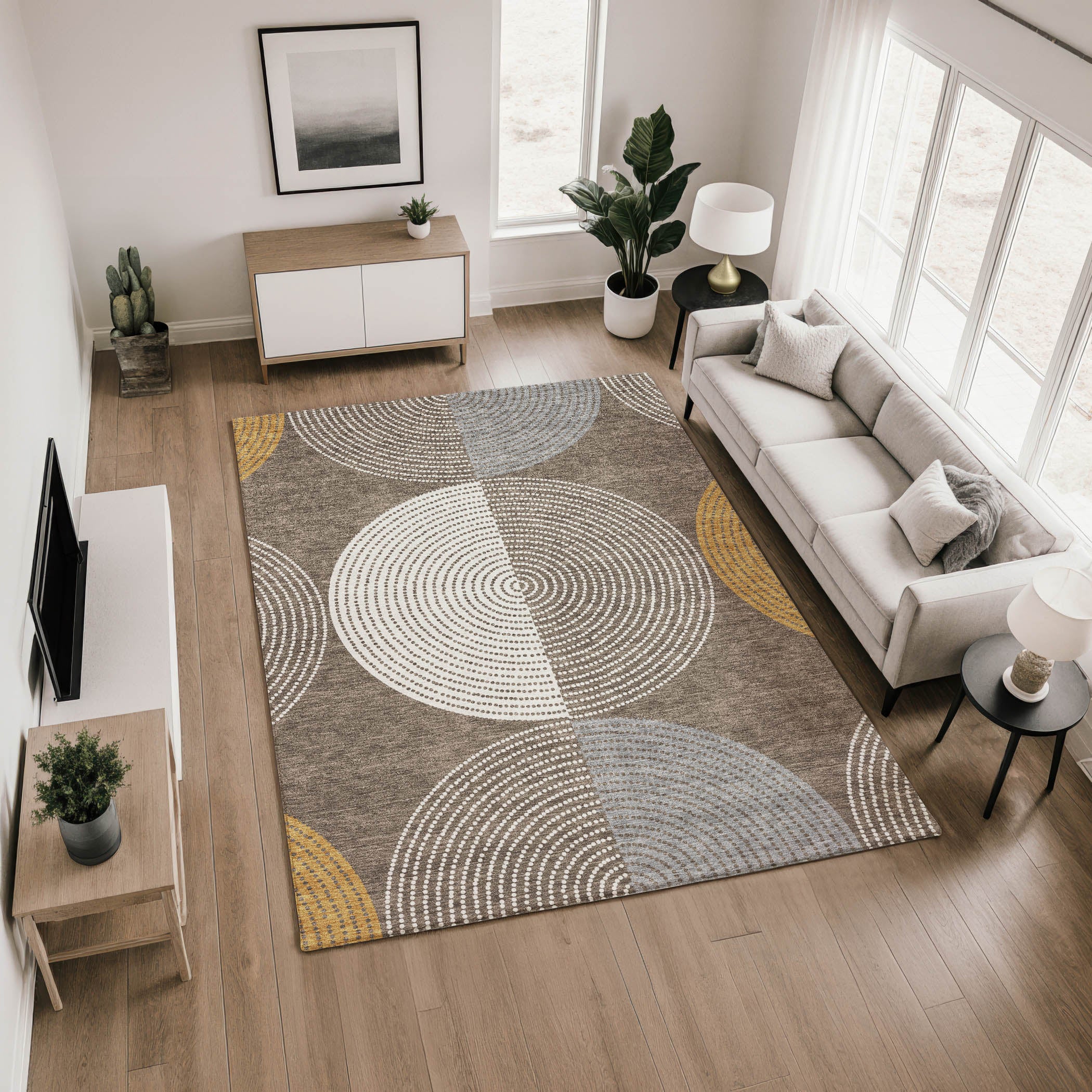 Valletta Machine Washable Transitional Brown Rug 2'6" x 3'10" #shape_Rectangle