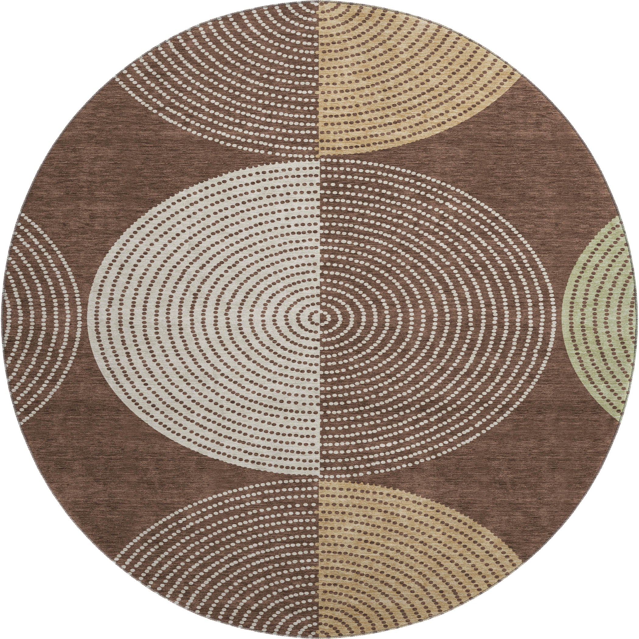 Valletta Machine Washable Transitional Chocolate Brown Rug 8' x 8' #shape_Round