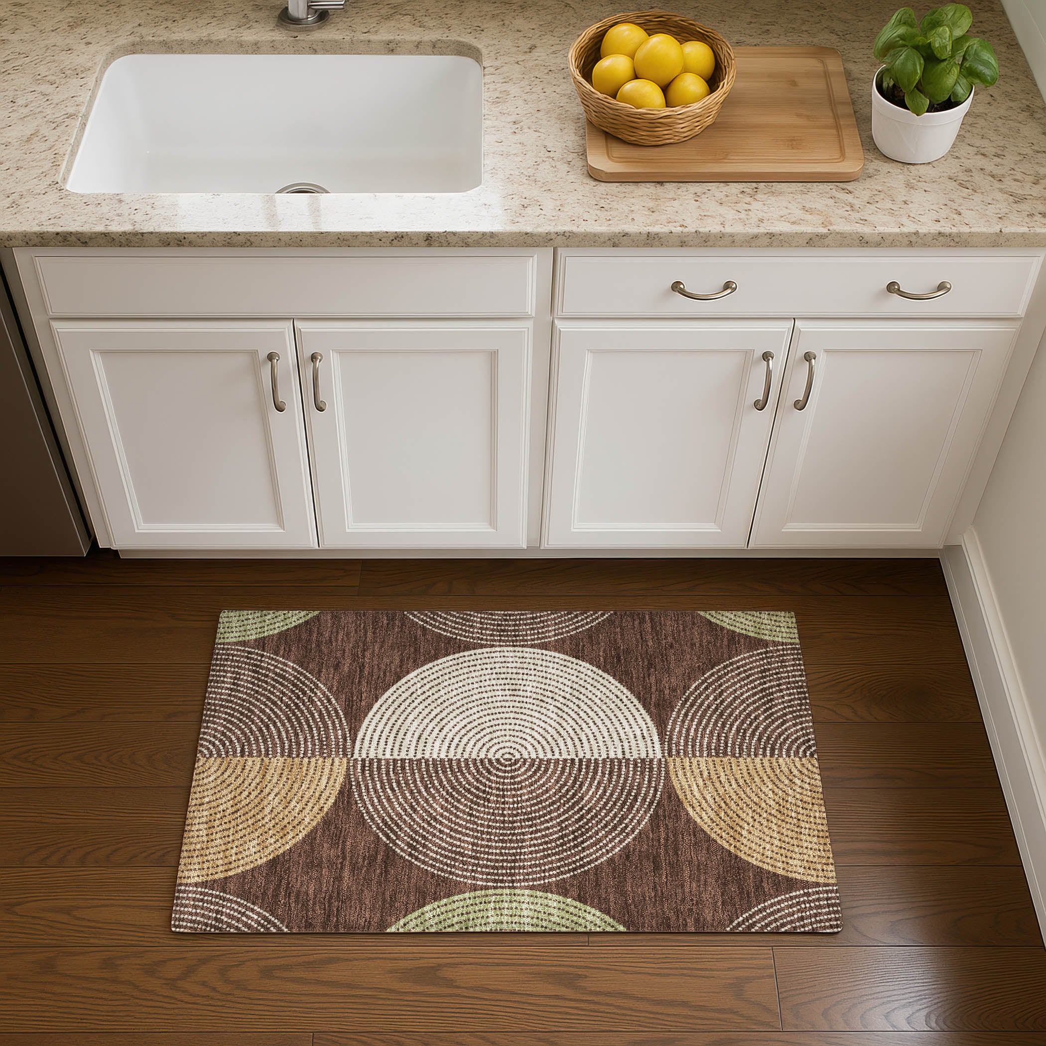 Valletta Machine Washable Transitional Chocolate Brown Rug 1'8" x 2'6" #shape_Rectangle