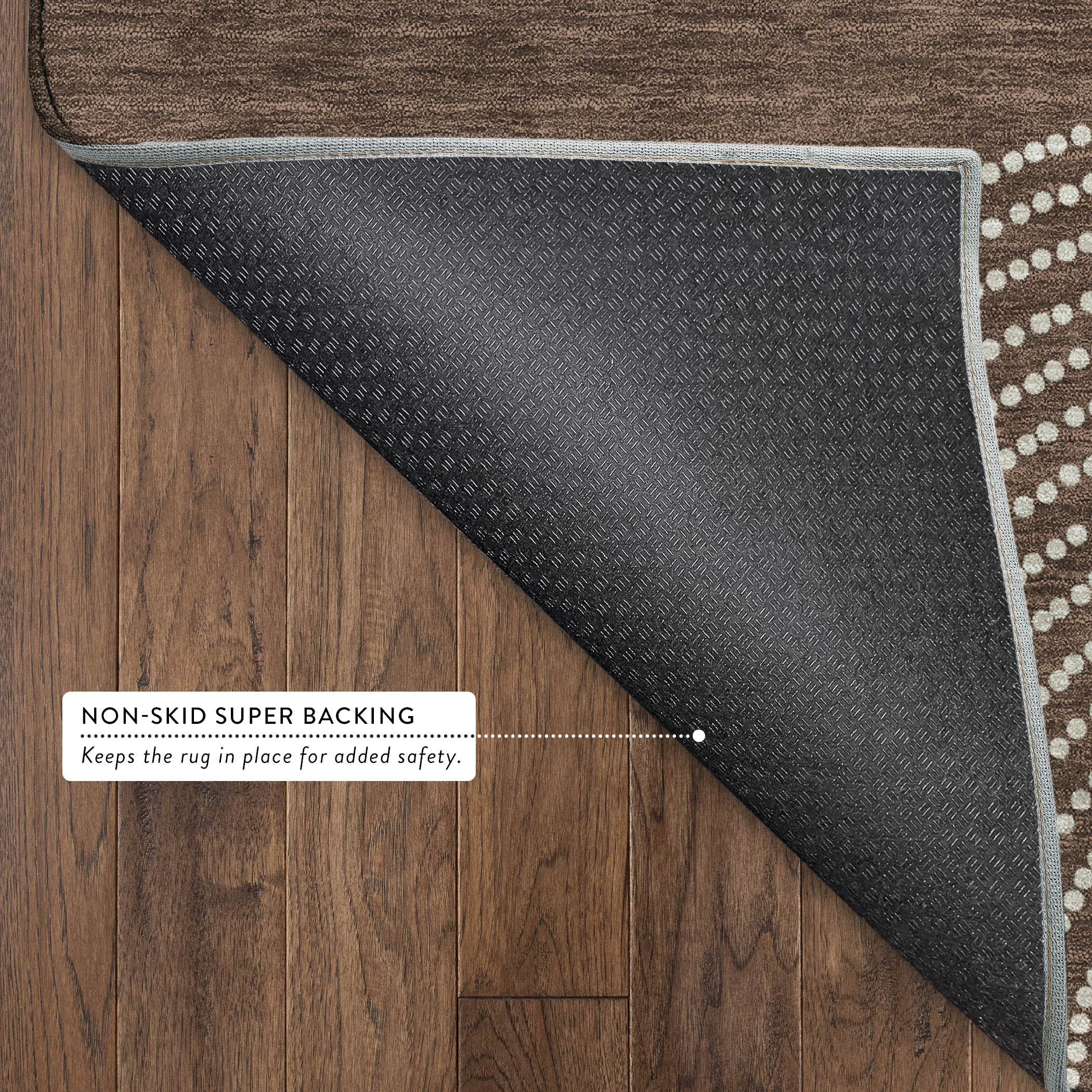 Valletta Machine Washable Transitional Chocolate Brown Rug 1'8" x 2'6" #shape_Rectangle