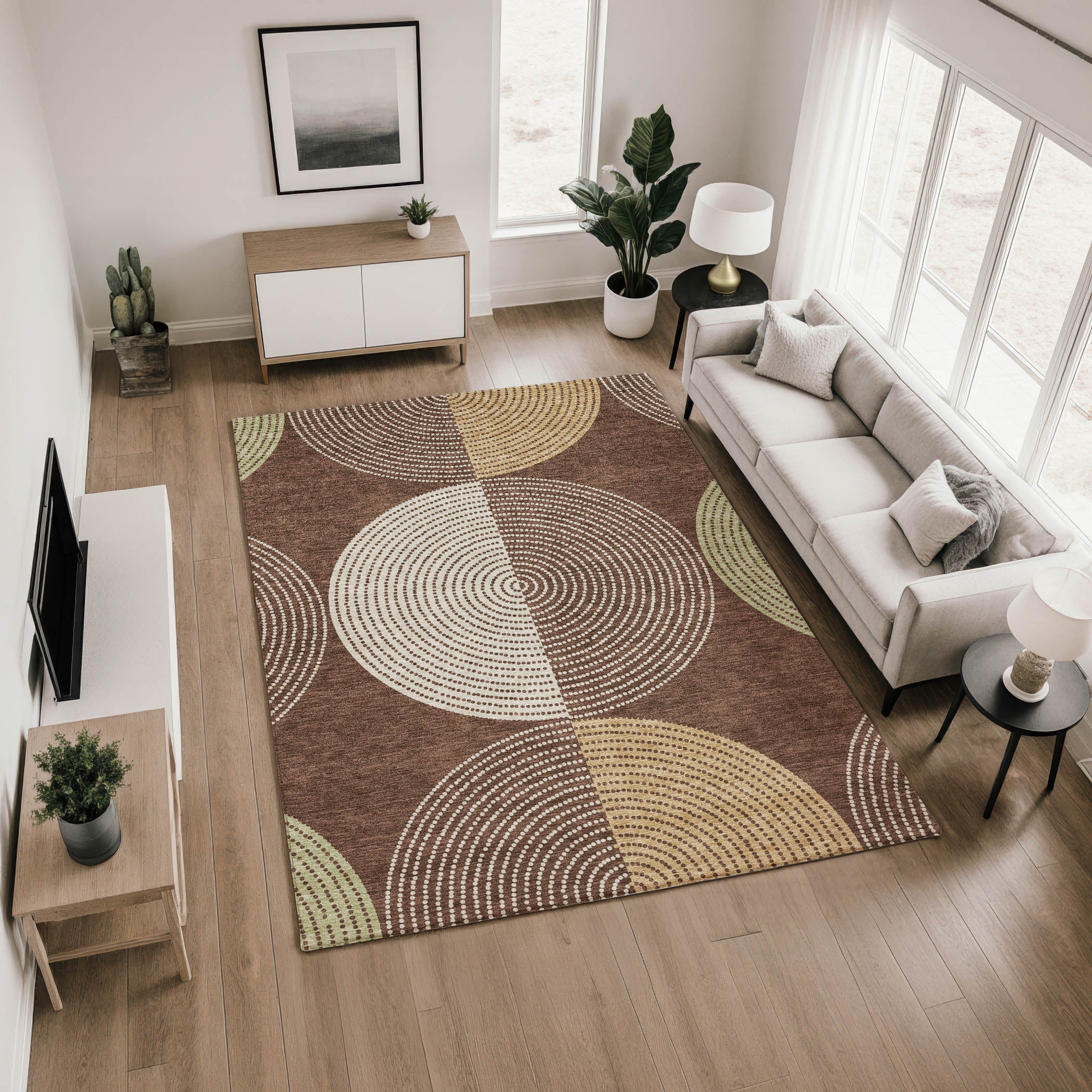 Valletta Machine Washable Transitional Chocolate Brown Rug 2'6" x 3'10" #shape_Rectangle