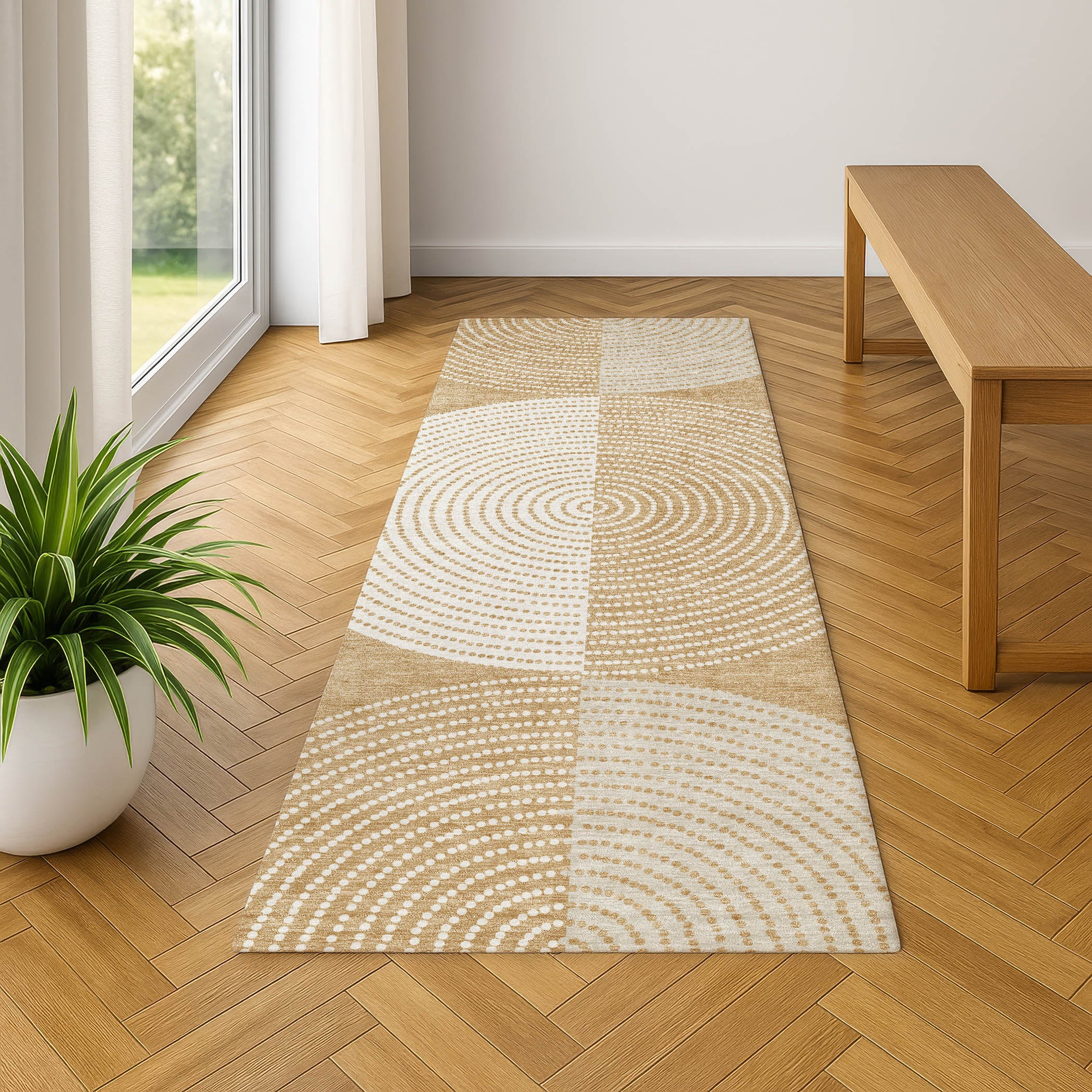 Valletta Machine Washable Transitional Gold Rug 2'3" x 7'6" #shape_Runner