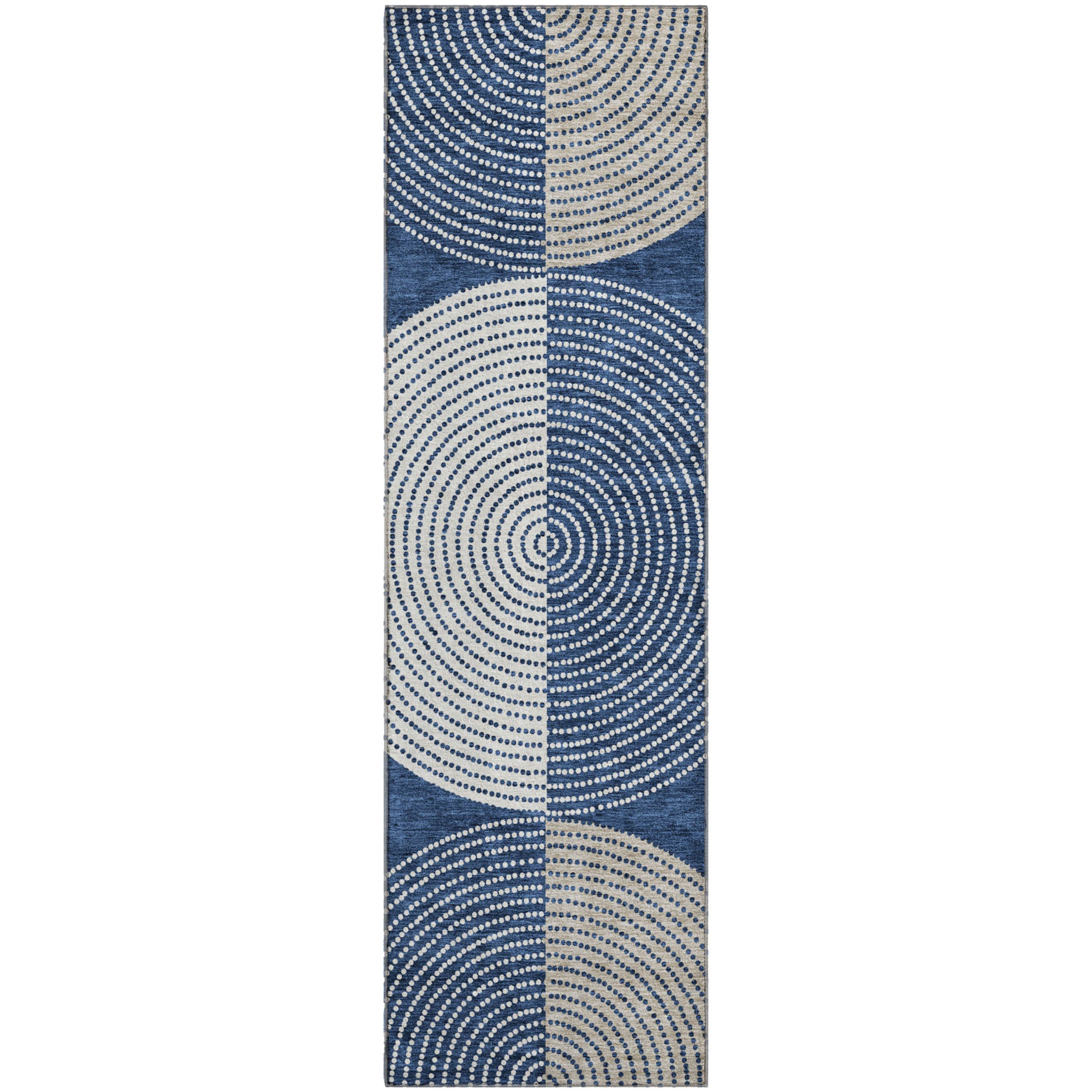 Valletta Machine Washable Transitional Navy Blue Rug 2'3" x 7'6" #shape_Runner