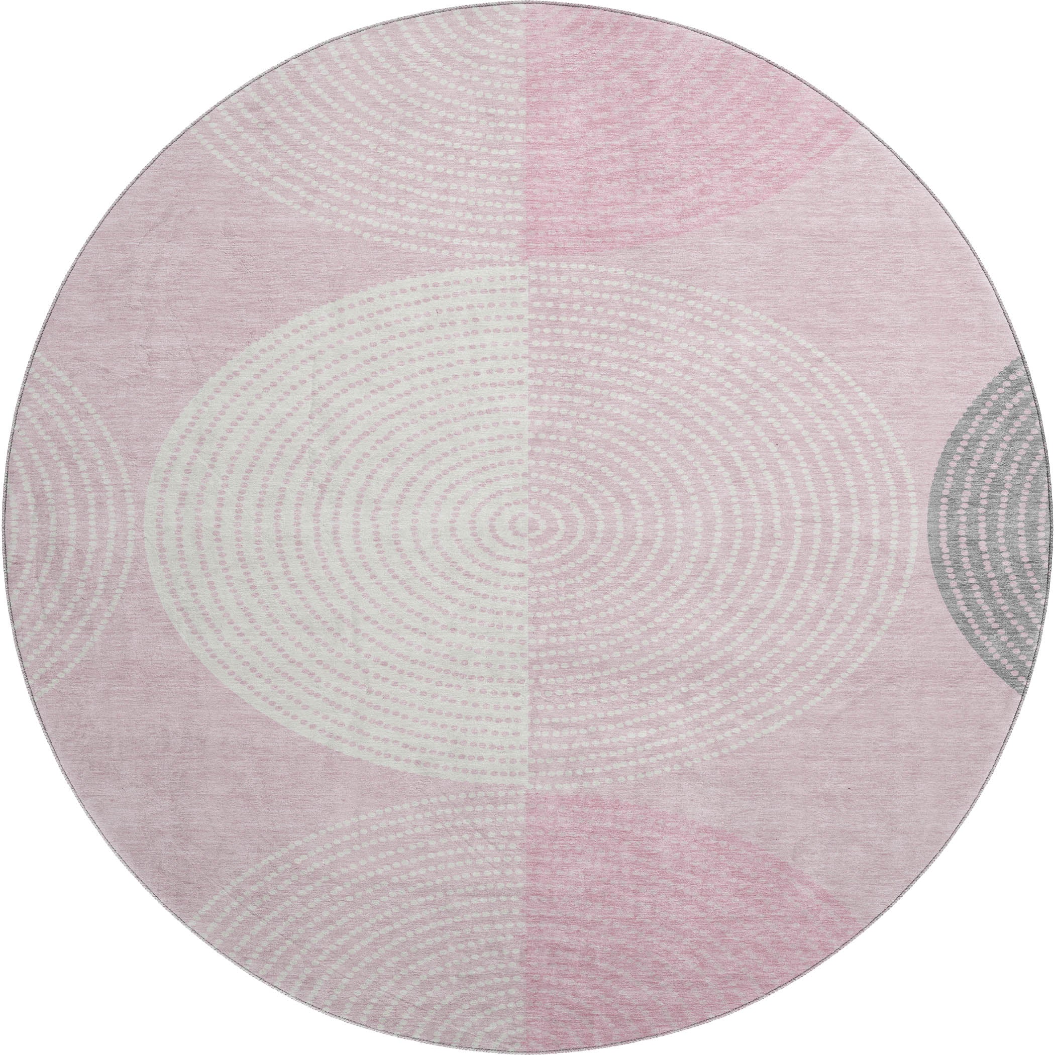 Valletta Machine Washable Transitional Pink Rug 8' x 8' #shape_Round