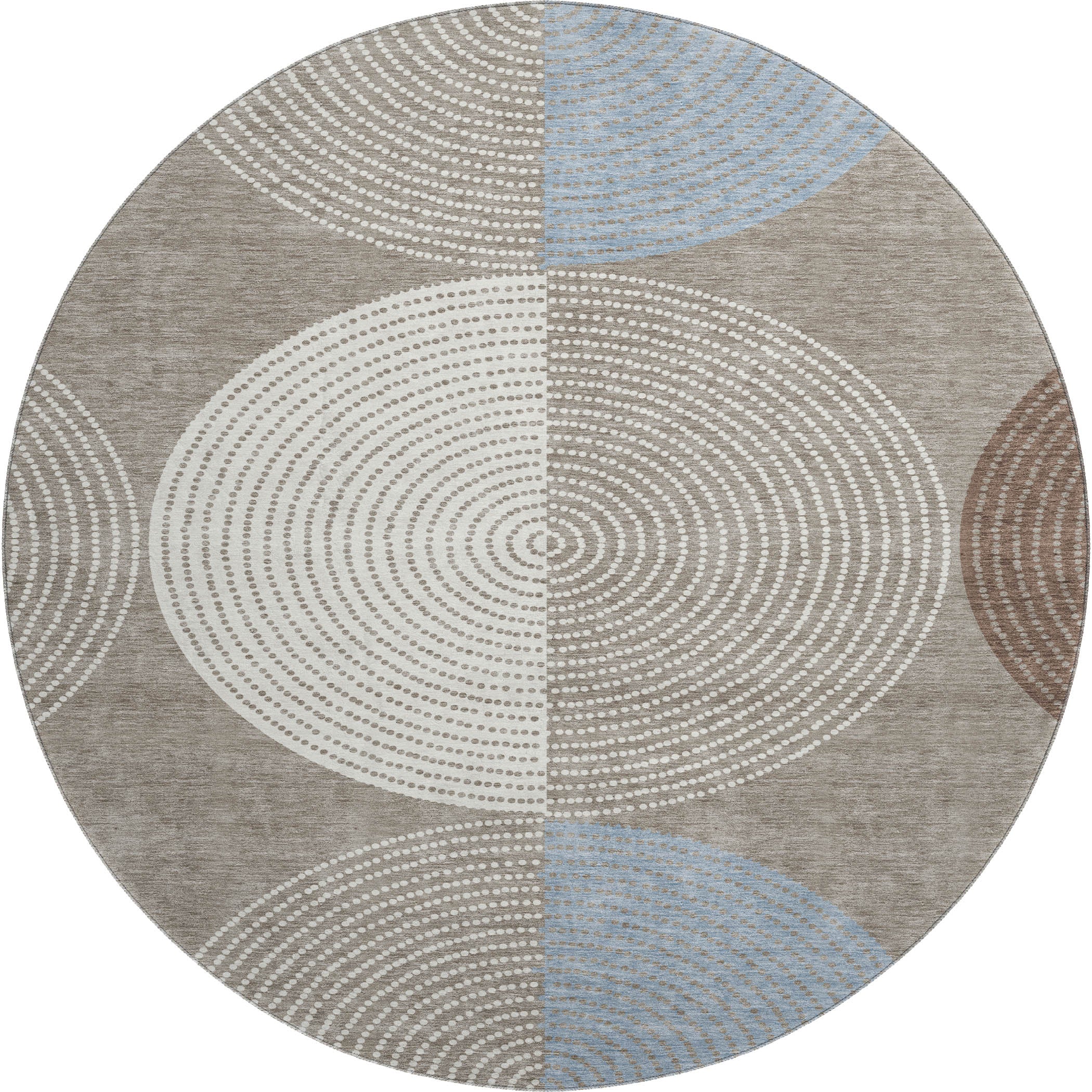 Valletta Machine Washable Transitional Taupe Brown Rug 8' x 8' #shape_Round