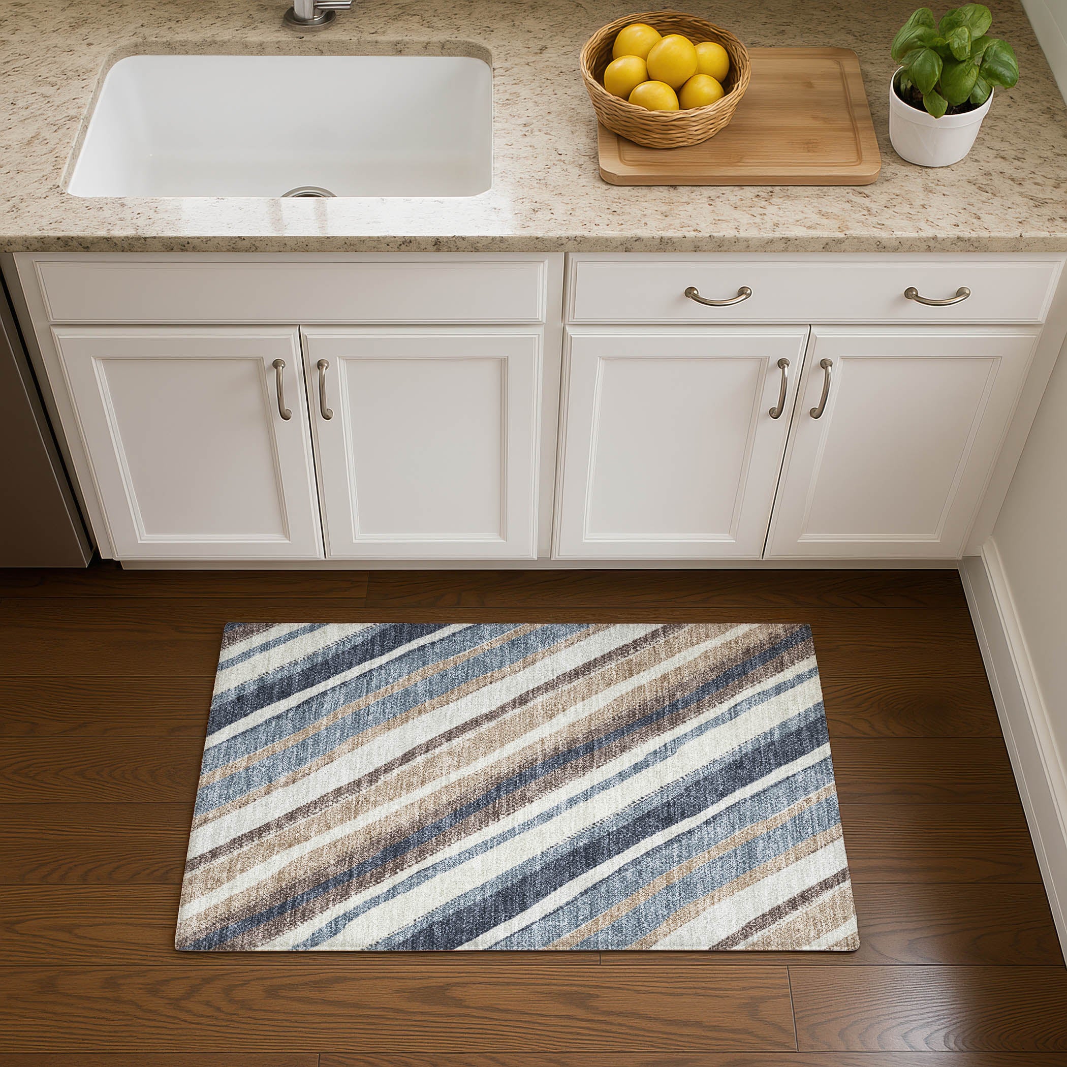 Luang Prabang Machine Washable Transitional Denim Blue Rug 1'8" x 2'6" #shape_Rectangle