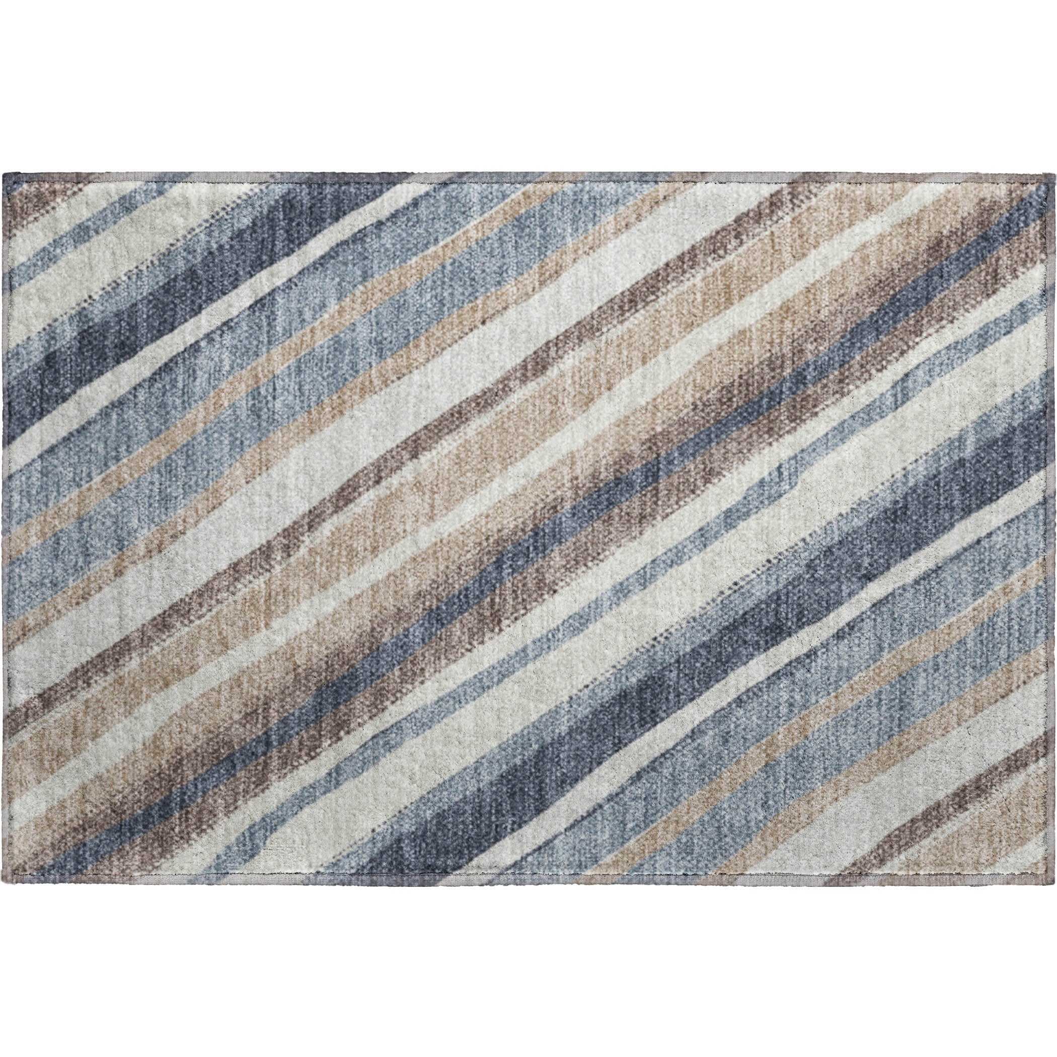 Luang Prabang Machine Washable Transitional Denim Blue Rug 1'8" x 2'6" #shape_Rectangle