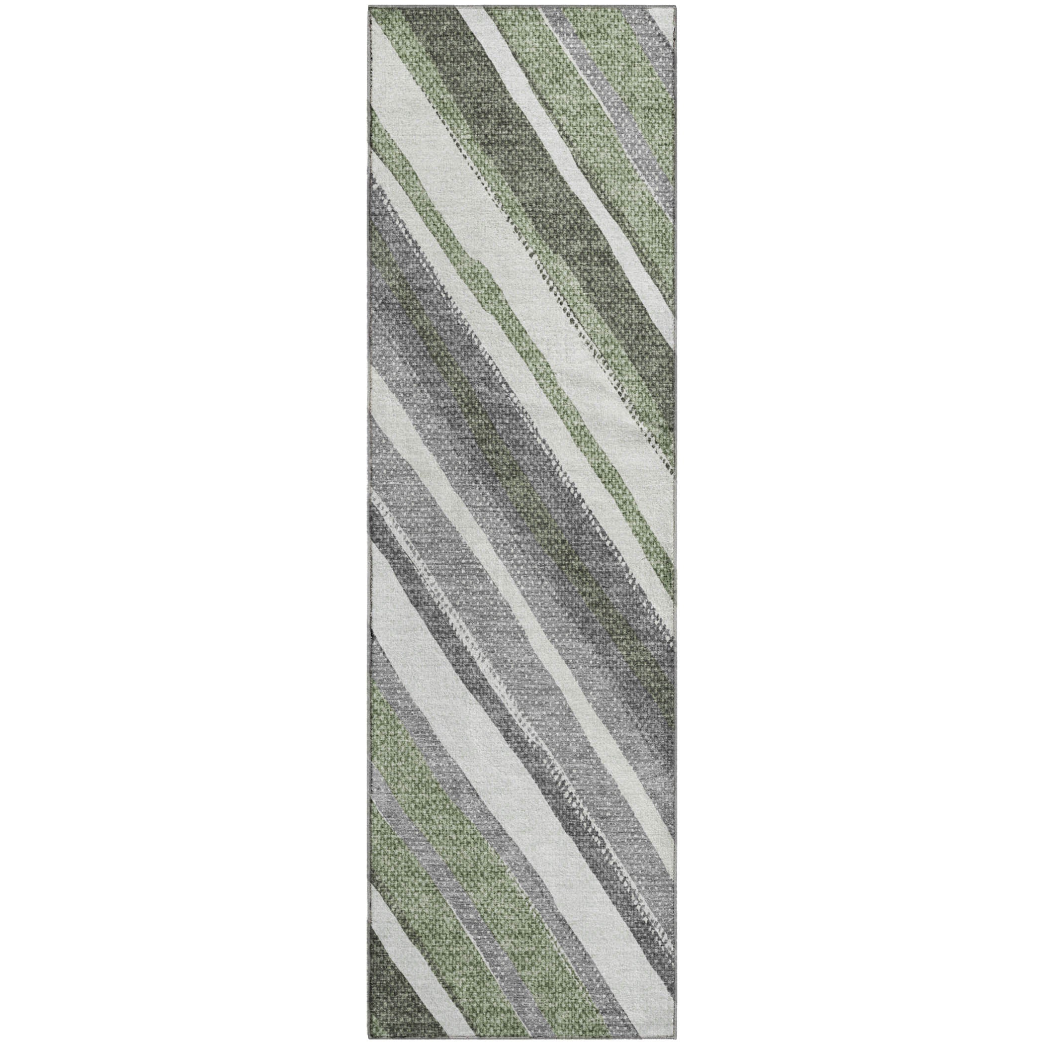 Luang Prabang Machine Washable Transitional Fern Green Rug 2'3" x 7'6" #shape_Runner