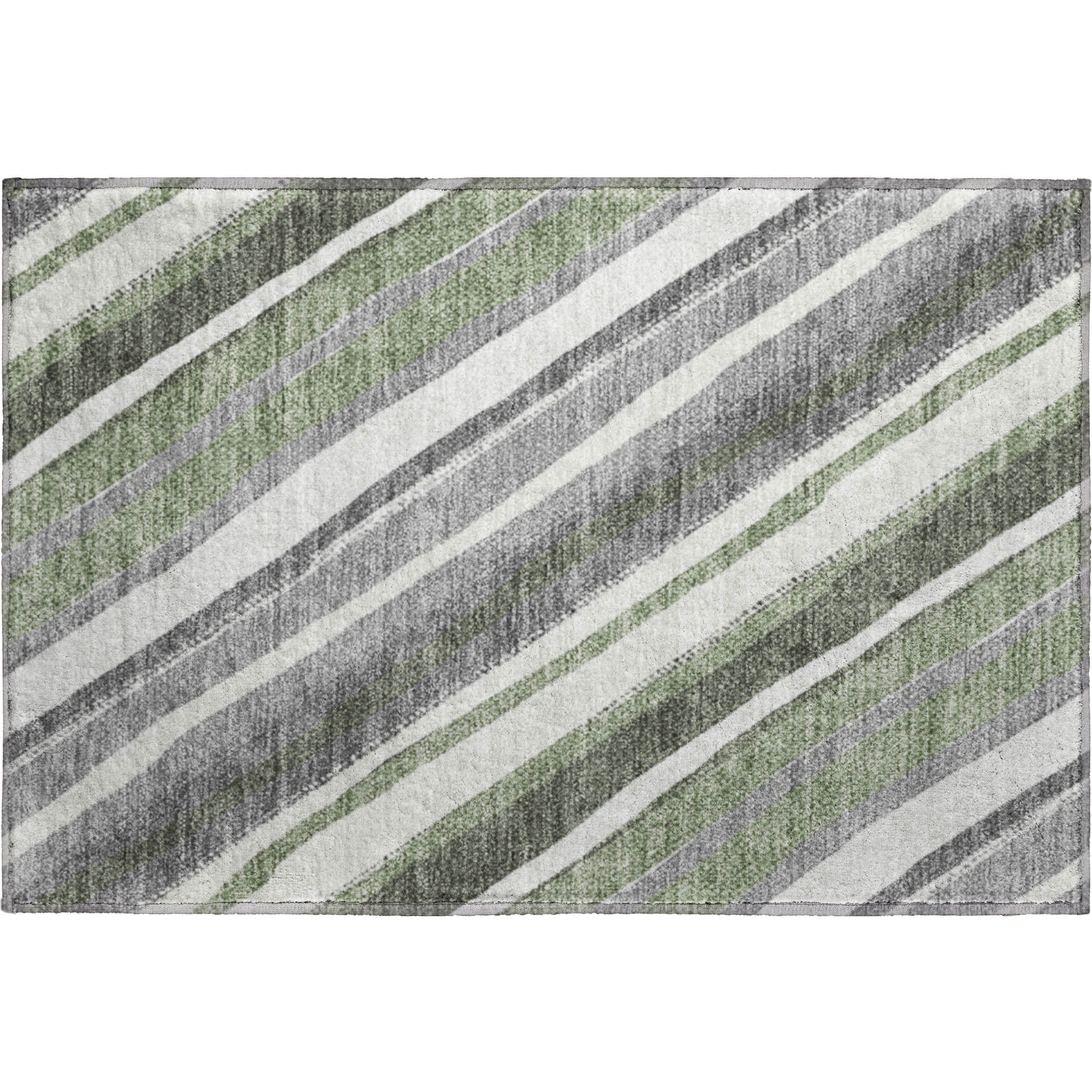Luang Prabang Machine Washable Transitional Fern Green Rug 1'8" x 2'6" #shape_Rectangle