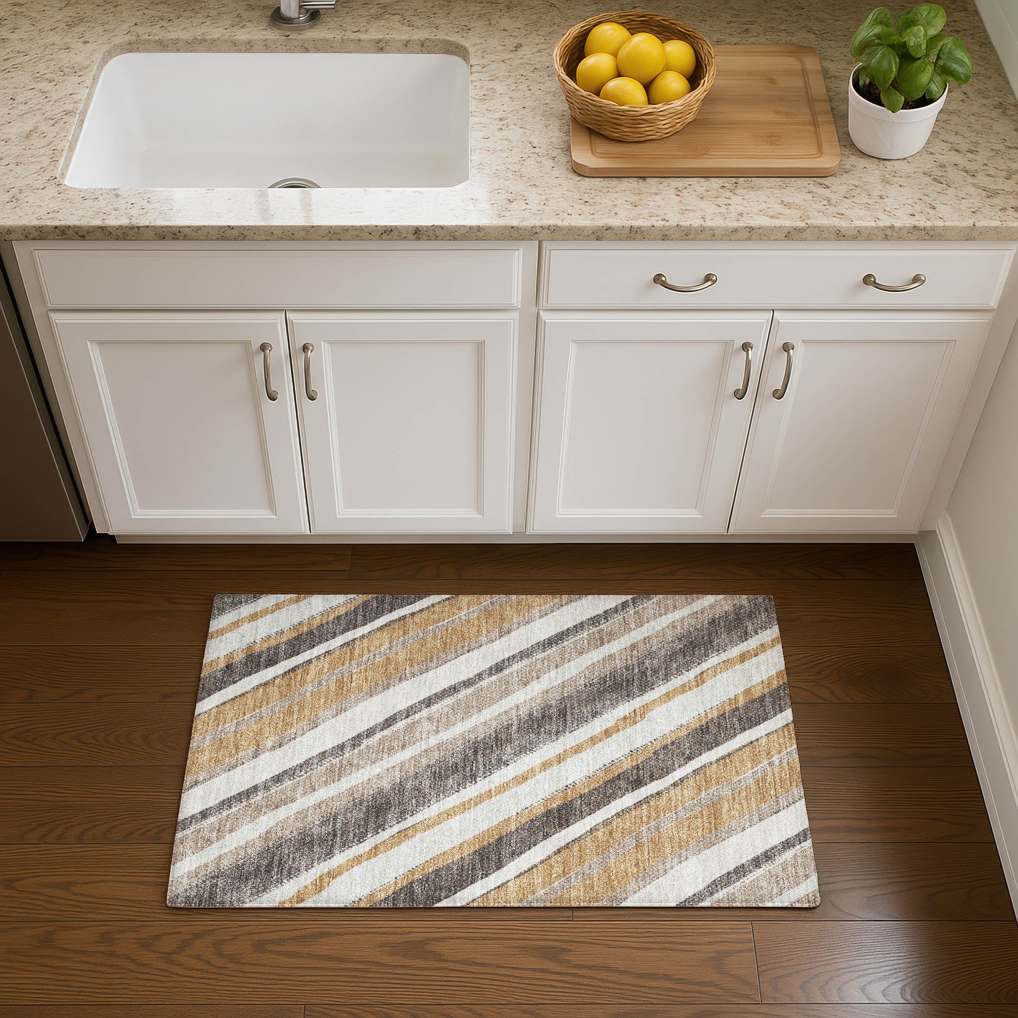 Luang Prabang Machine Washable Transitional Gold Rug 1'8" x 2'6" #shape_Rectangle
