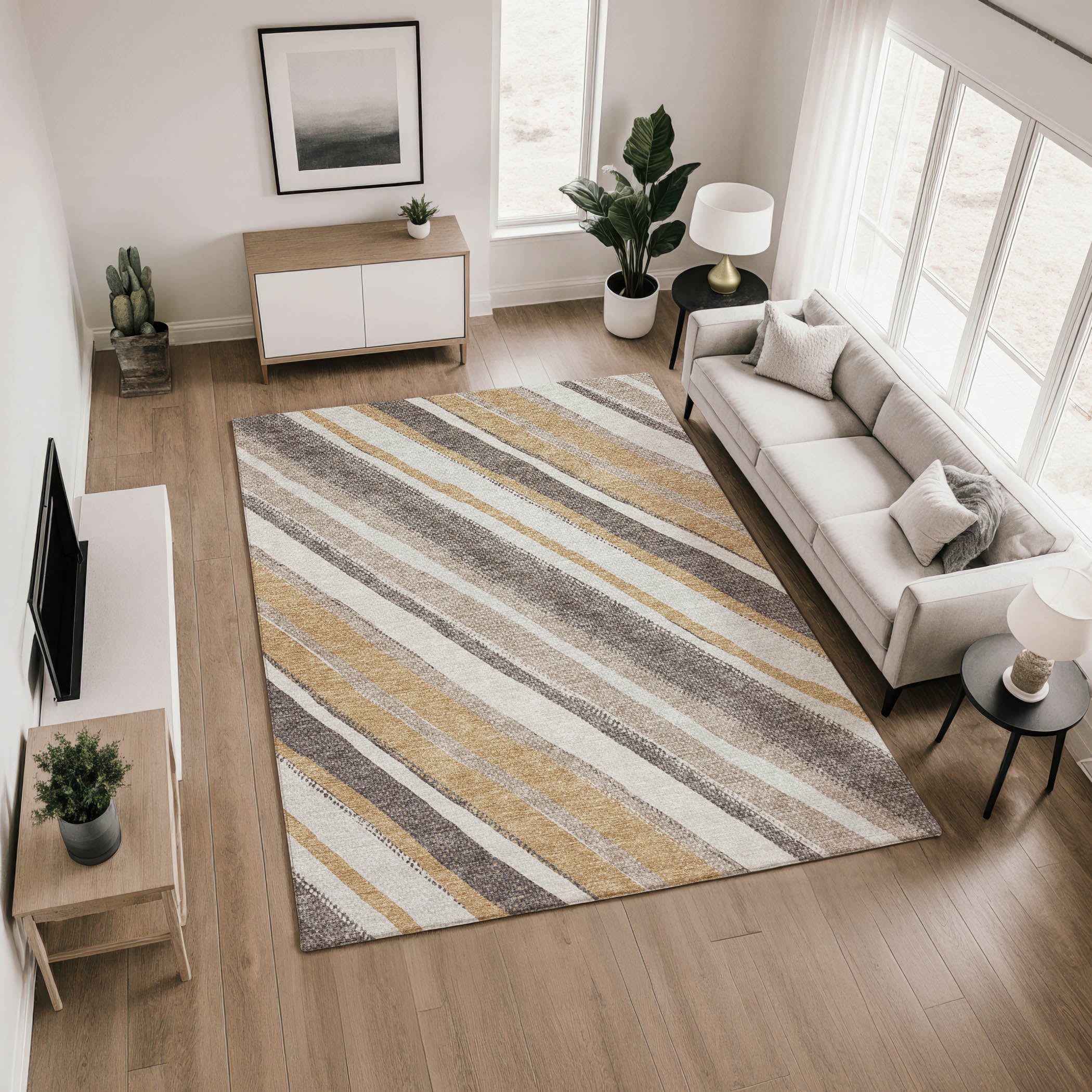 Luang Prabang Machine Washable Transitional Gold Rug 2'6" x 3'10" #shape_Rectangle
