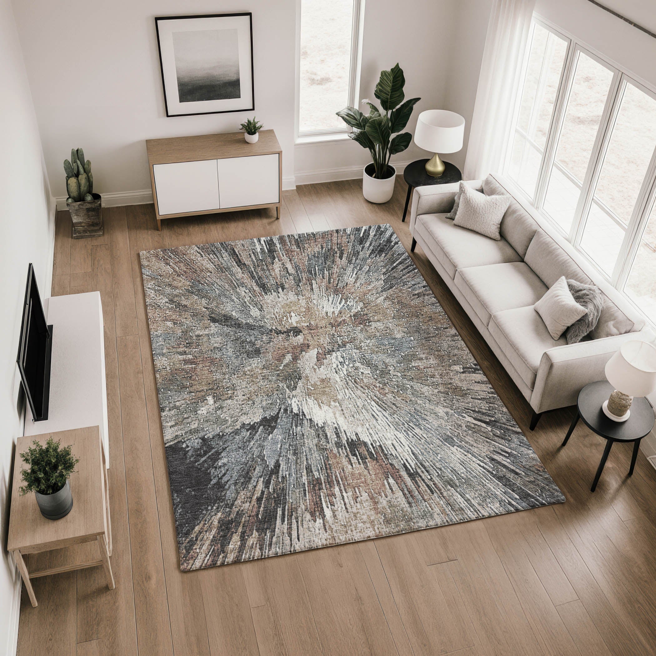 Kyoto Machine Washable Transitional Brown Rug 2'6" x 3'10" #shape_Rectangle