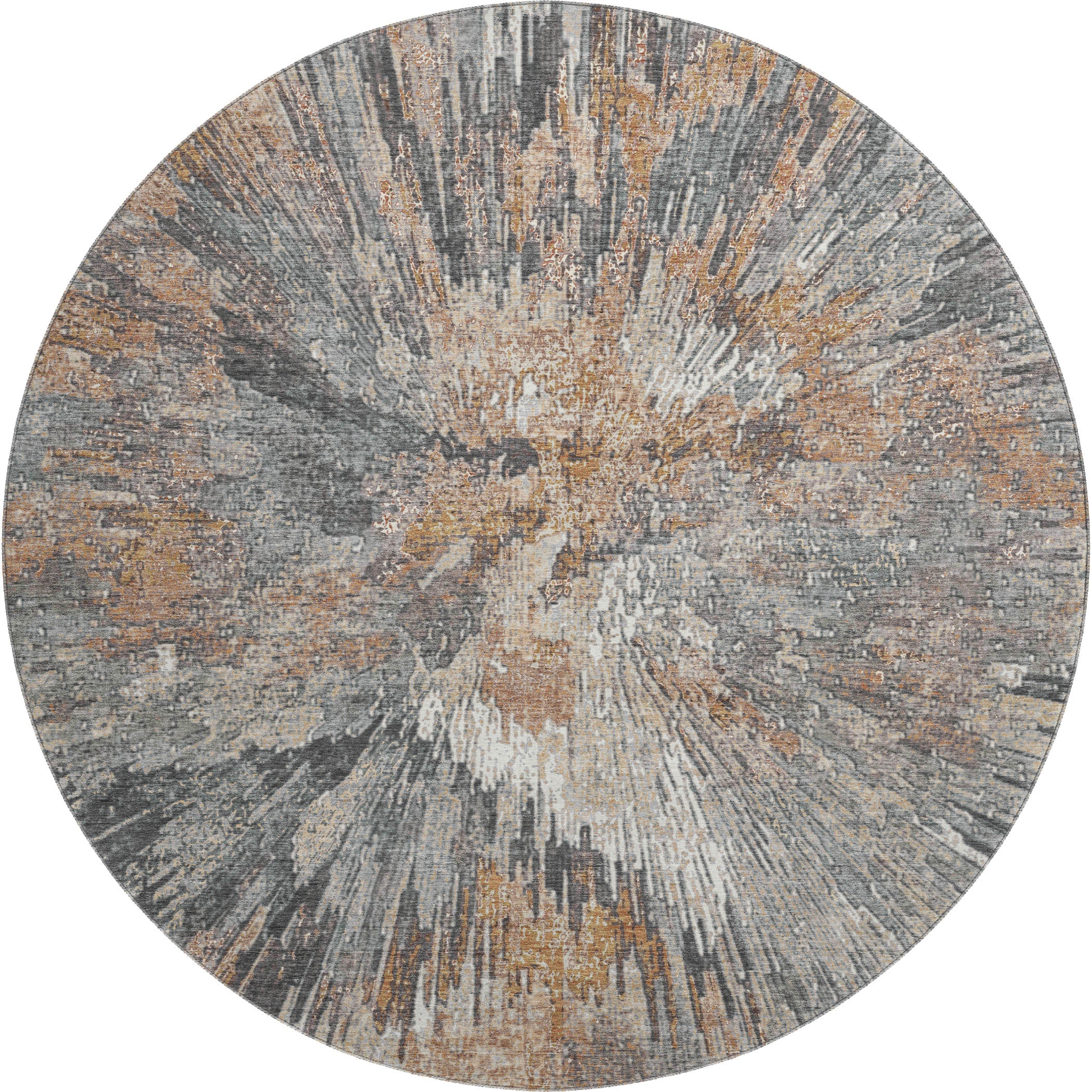 Kyoto Machine Washable Transitional Copper Orange Rug 8' x 8' #shape_Round