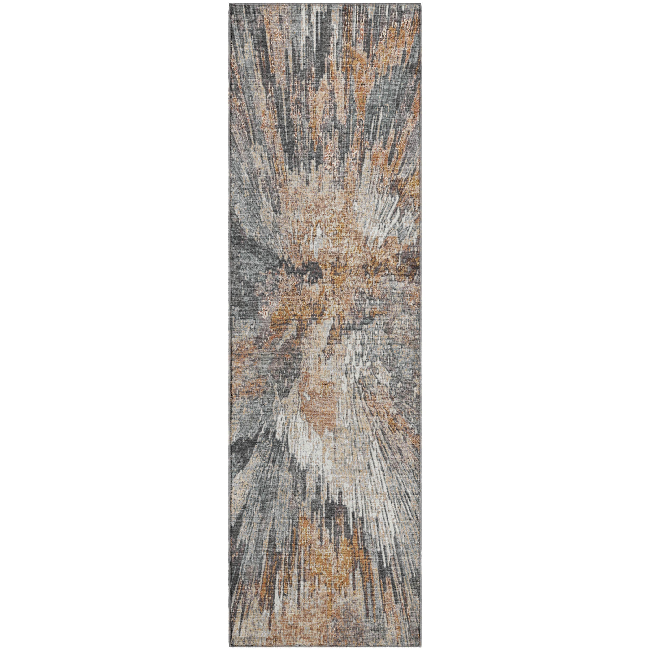 Kyoto Machine Washable Transitional Copper Orange Rug 2'3" x 7'6" #shape_Runner