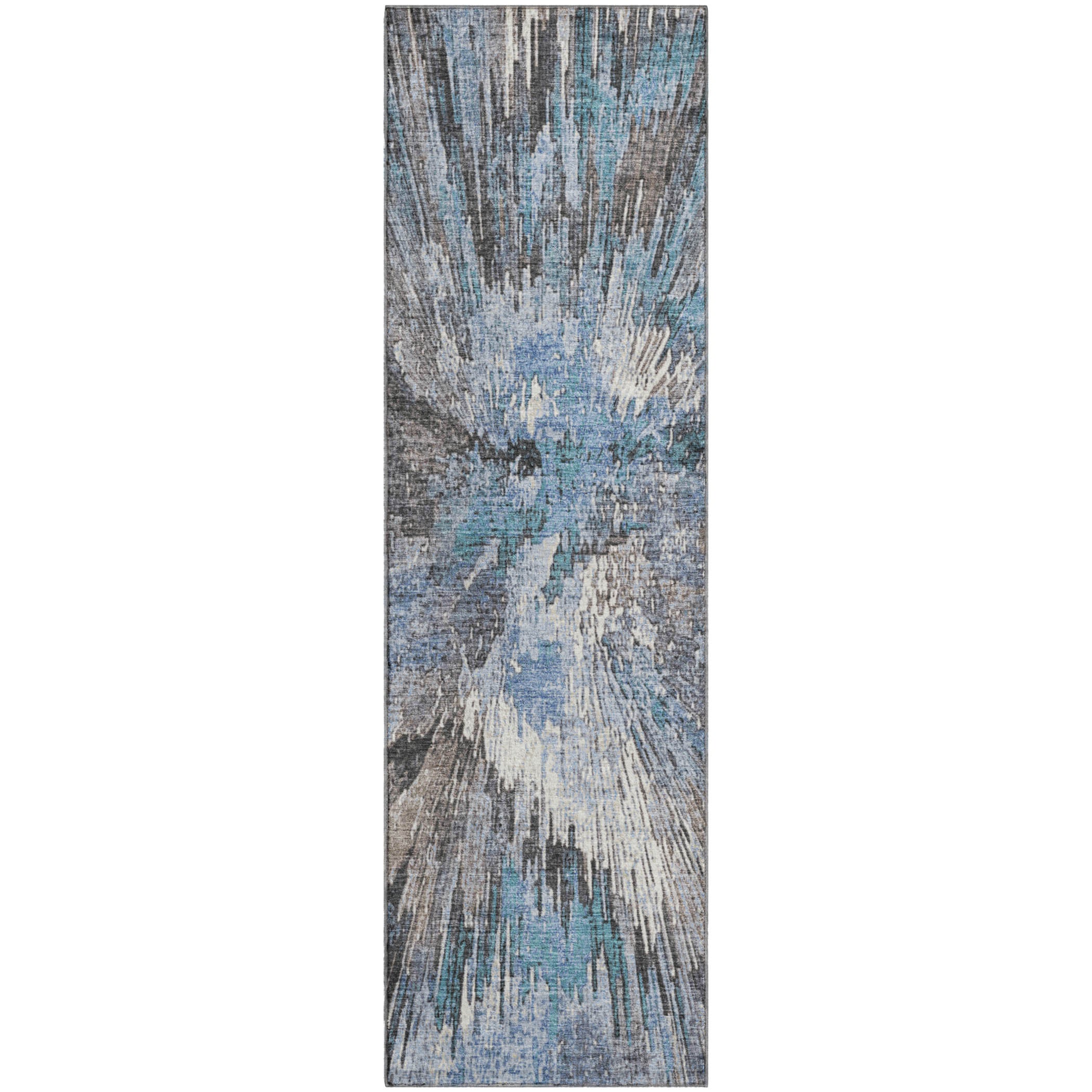 Kyoto Machine Washable Transitional Denim Blue Rug 2'3" x 7'6" #shape_Runner